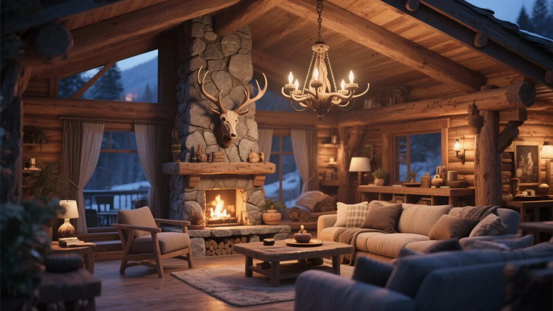 7. Rustic Antler Chandeliers