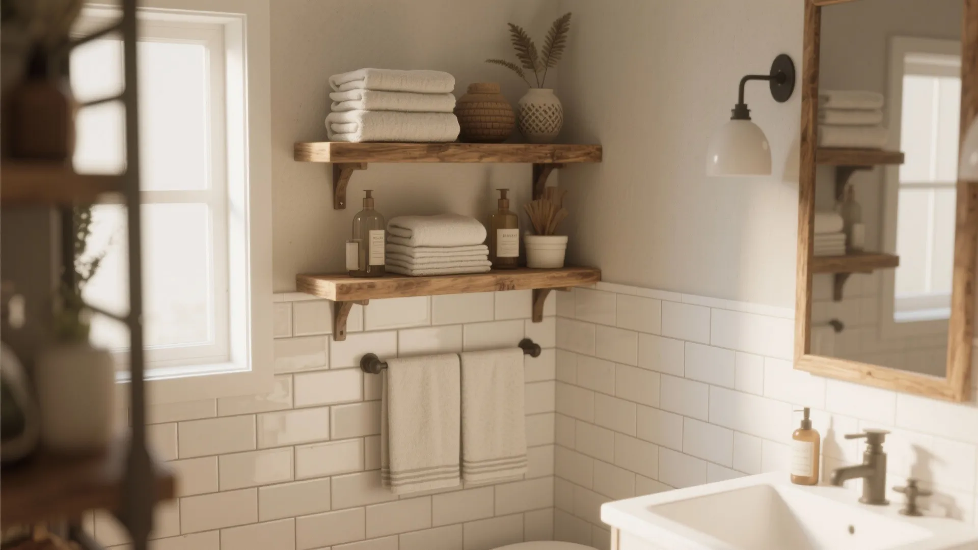 6. Rustic open shelving