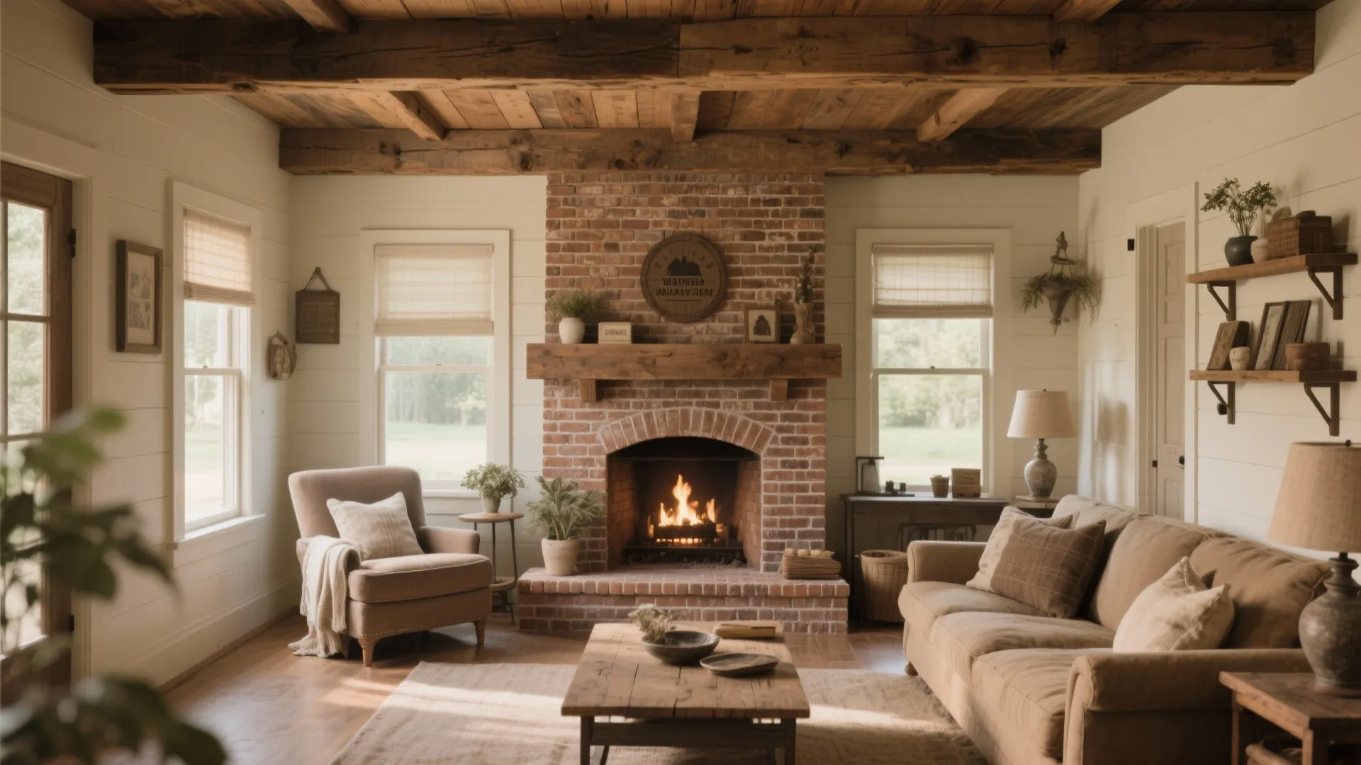 6. Rustic Wood Beam Mantel