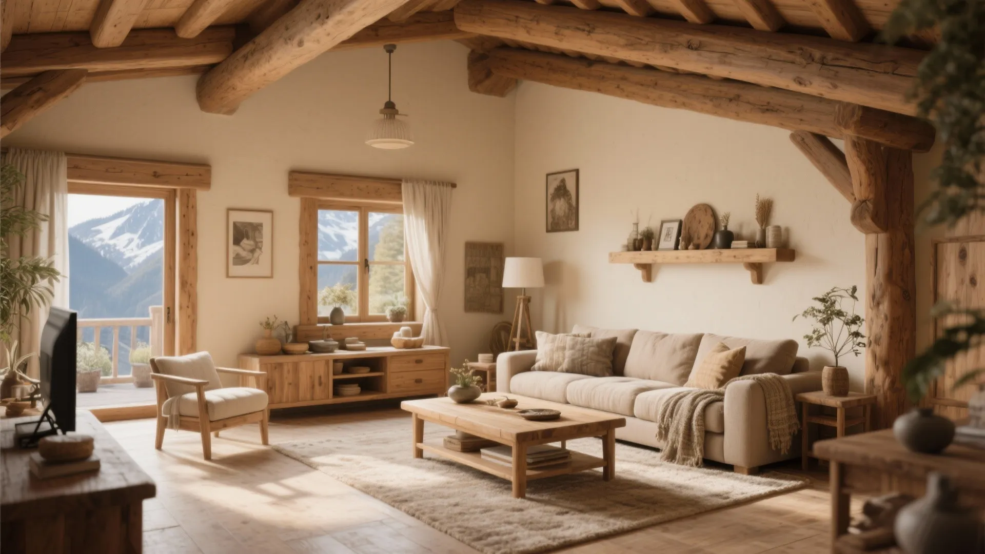 Rustic Beige with Wooden Accents