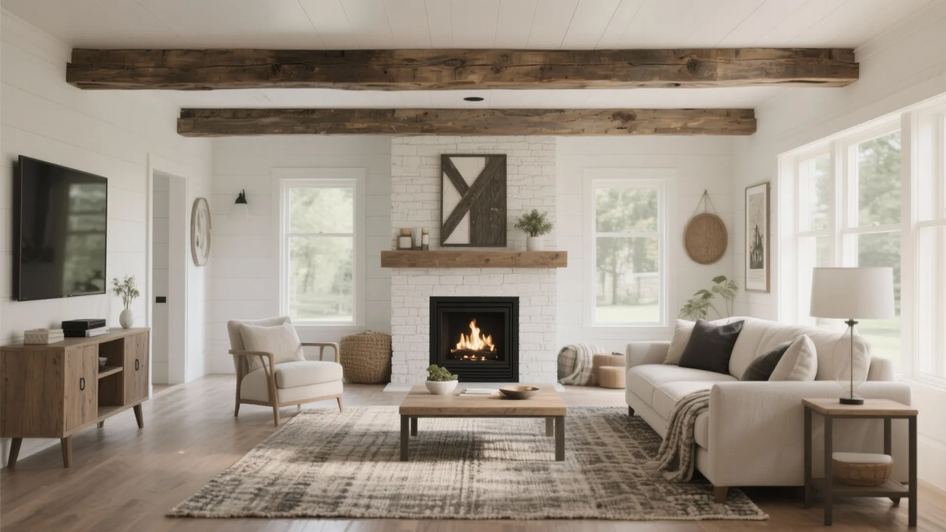 4. Rustic Timber + Black Hearth