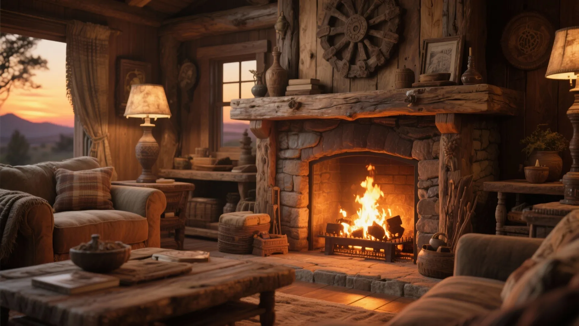 10. Fireplace with Rustic Mantel