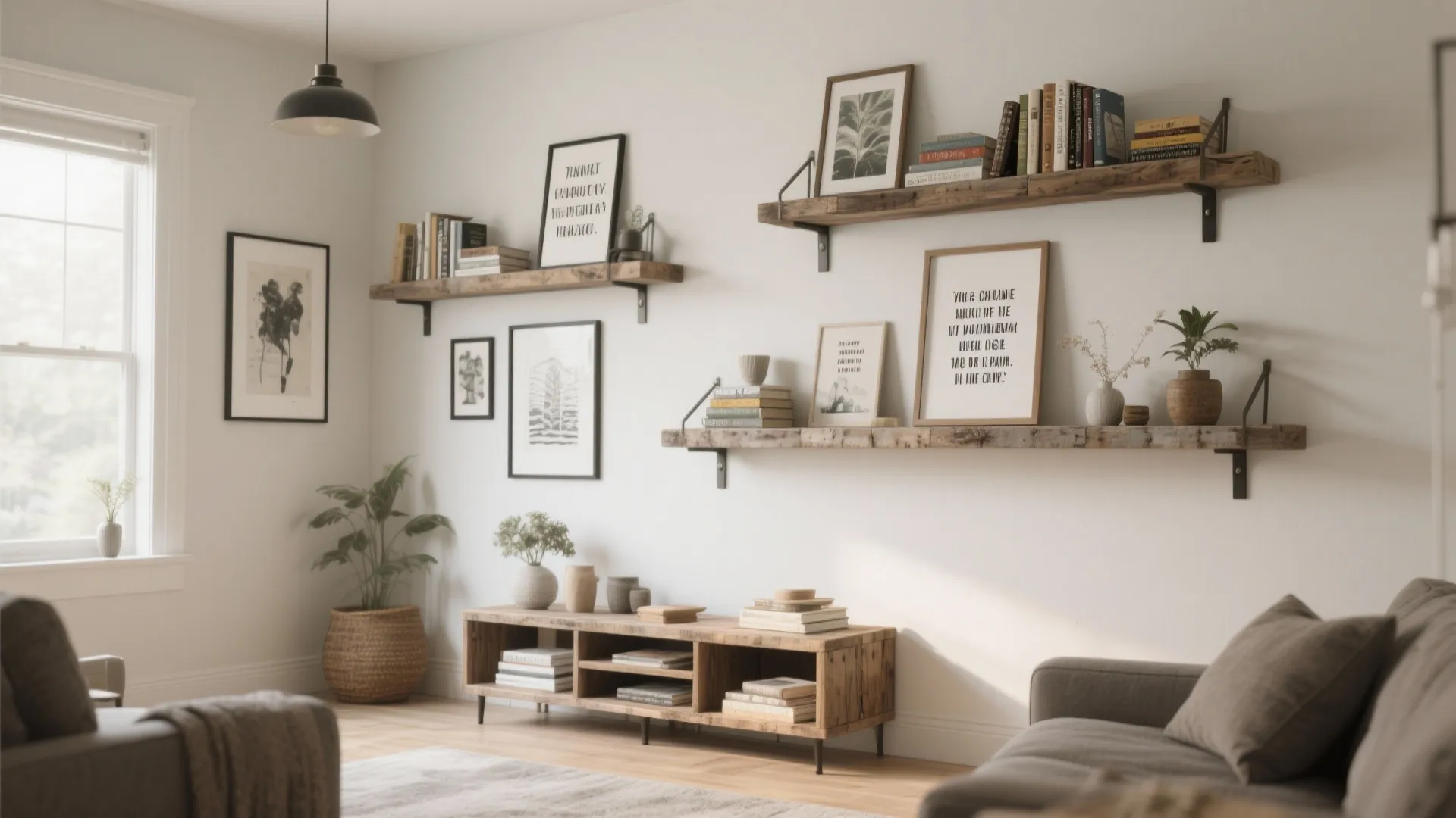 4. Rustic Floating Shelves