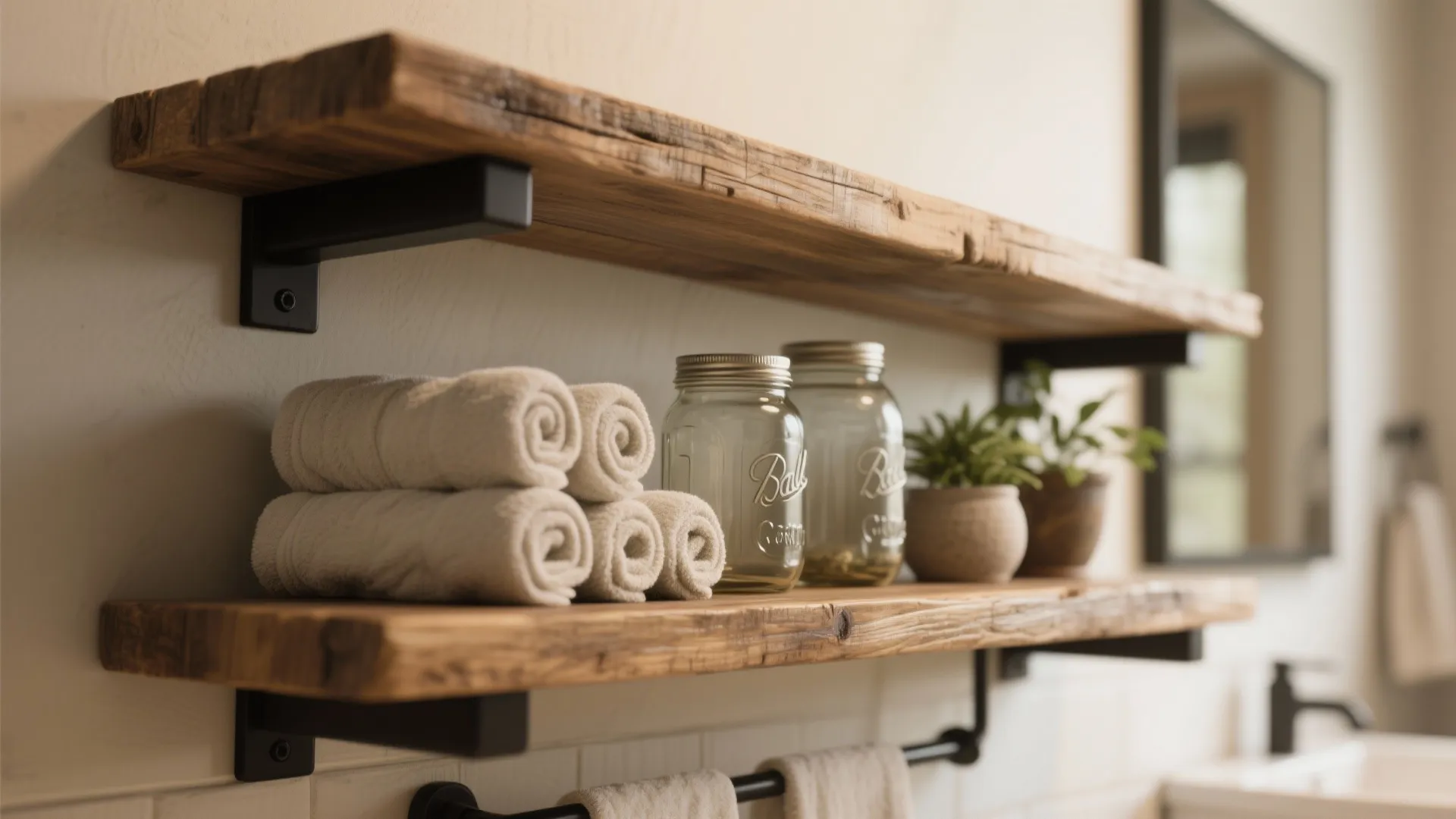 Tip 2: Rustic Floating Shelves