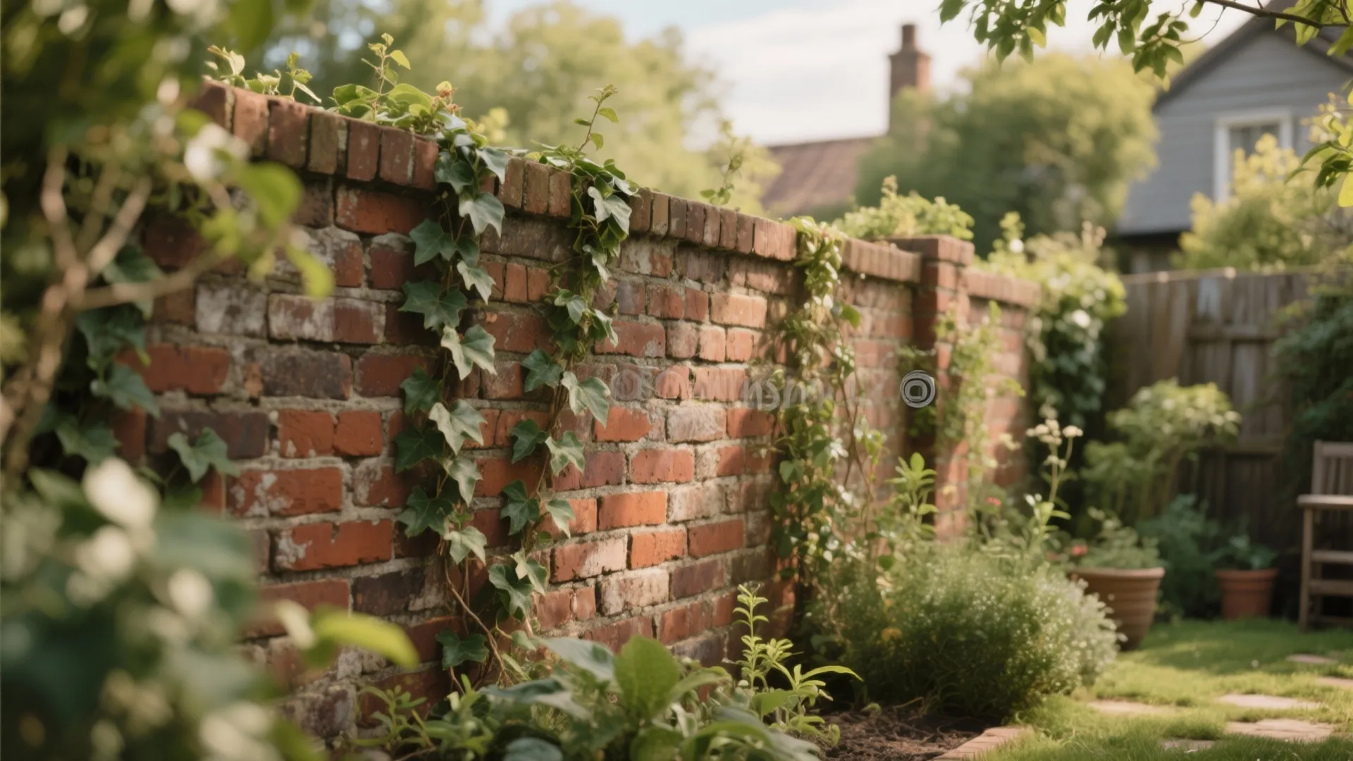 Rustic Garden Brick Wall