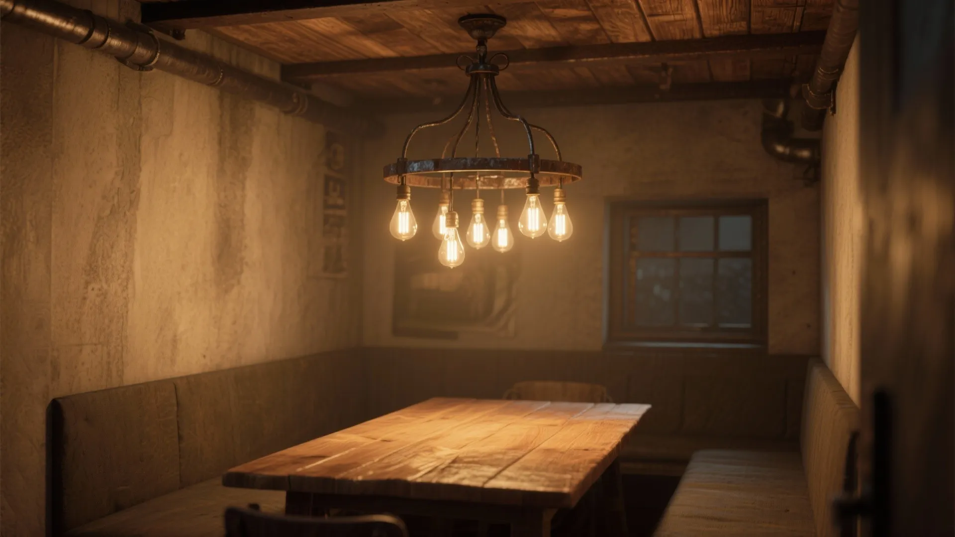 3. Rustic Iron Chandelier with LED Bulbs