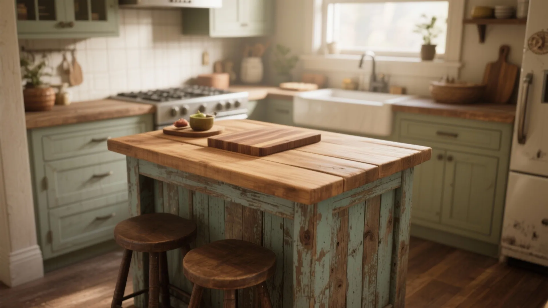 8. Rustic Kitchen Island