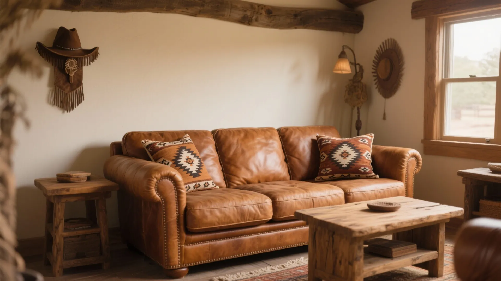 1. Rustic Leather Seating