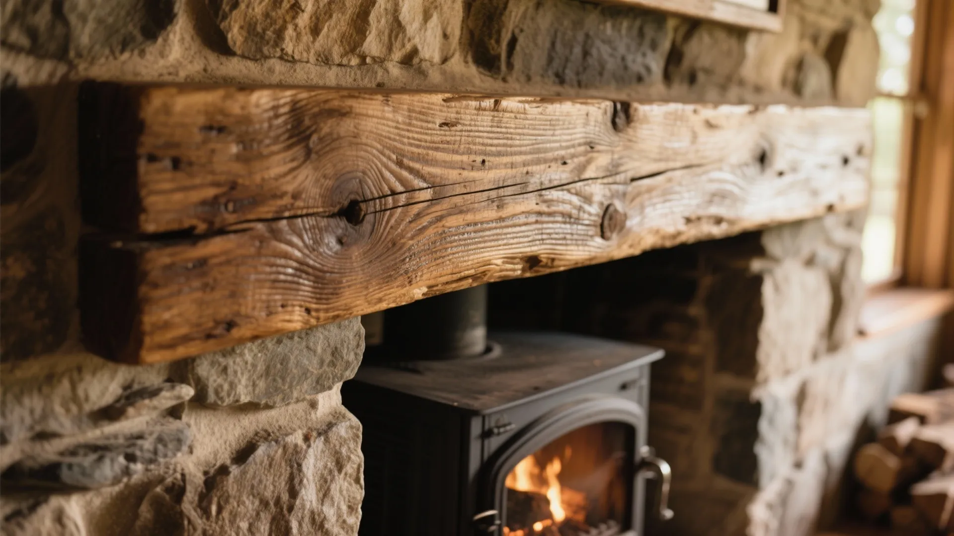 5. Rustic Mantel Beam