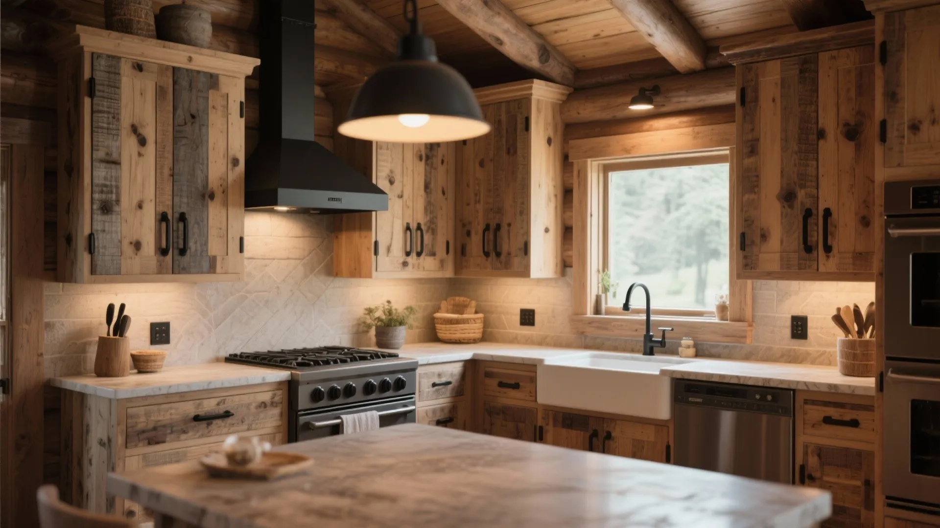 4. Rustic Materials with Modern Touch