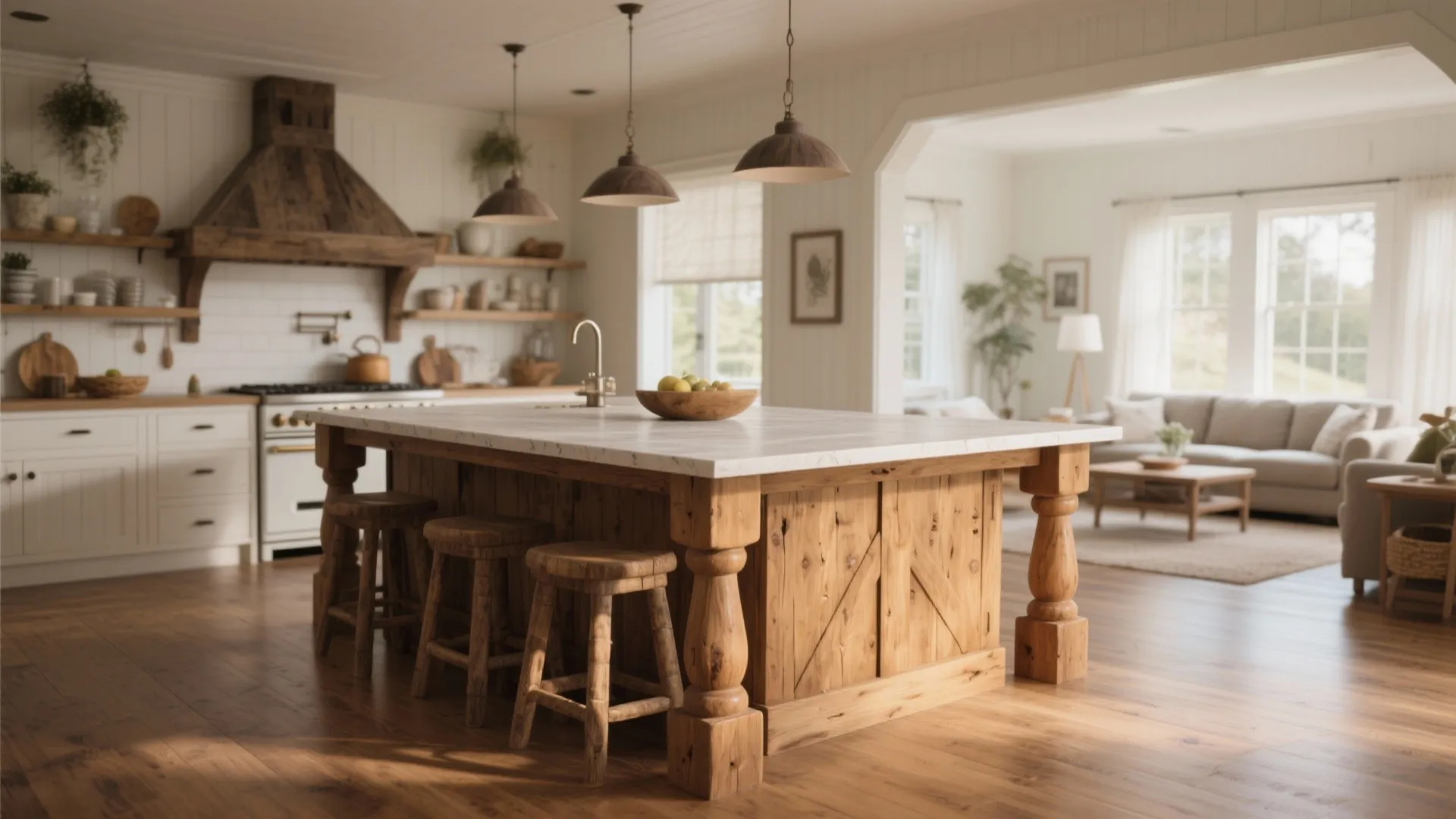 1. Rustic Farmhouse with Table Legs