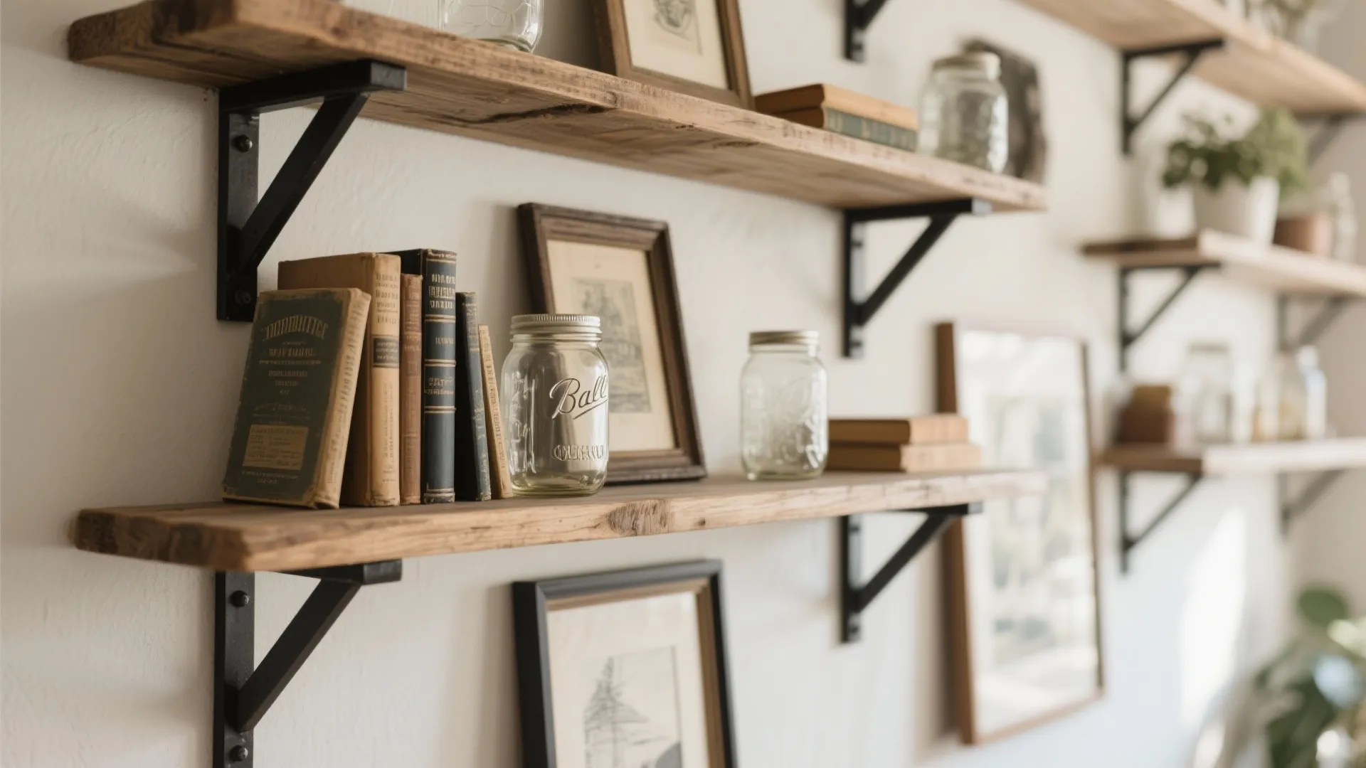 6. Rustic Open Shelving