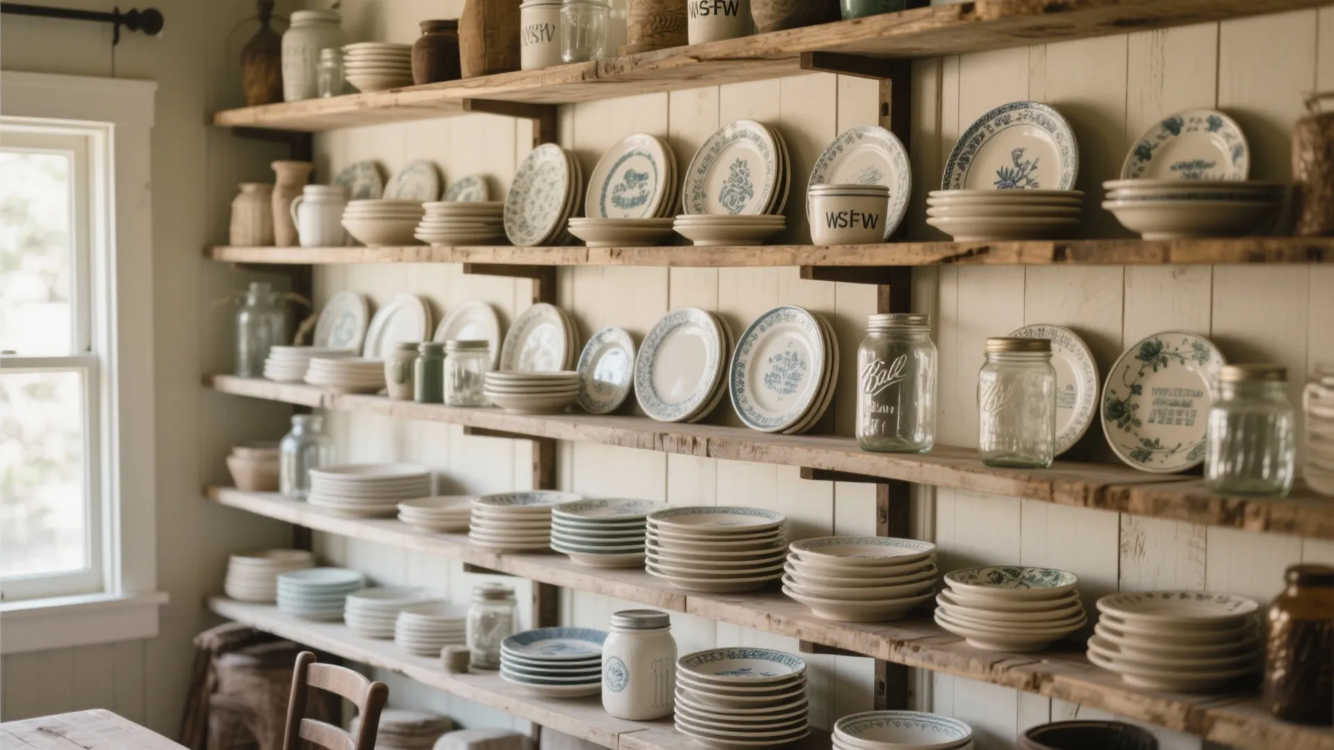 7. Open Shelving with Crockery Display