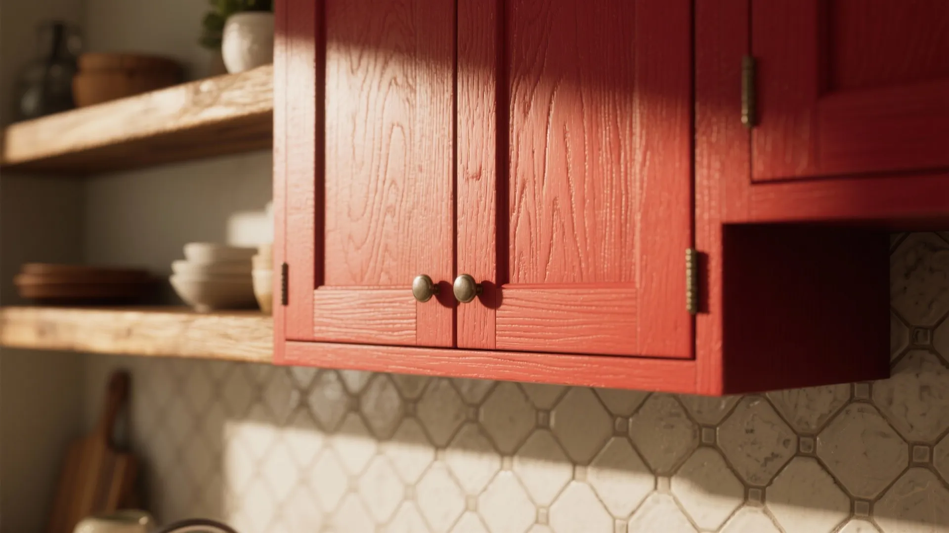 4. Rustic Red with Wood & Textures