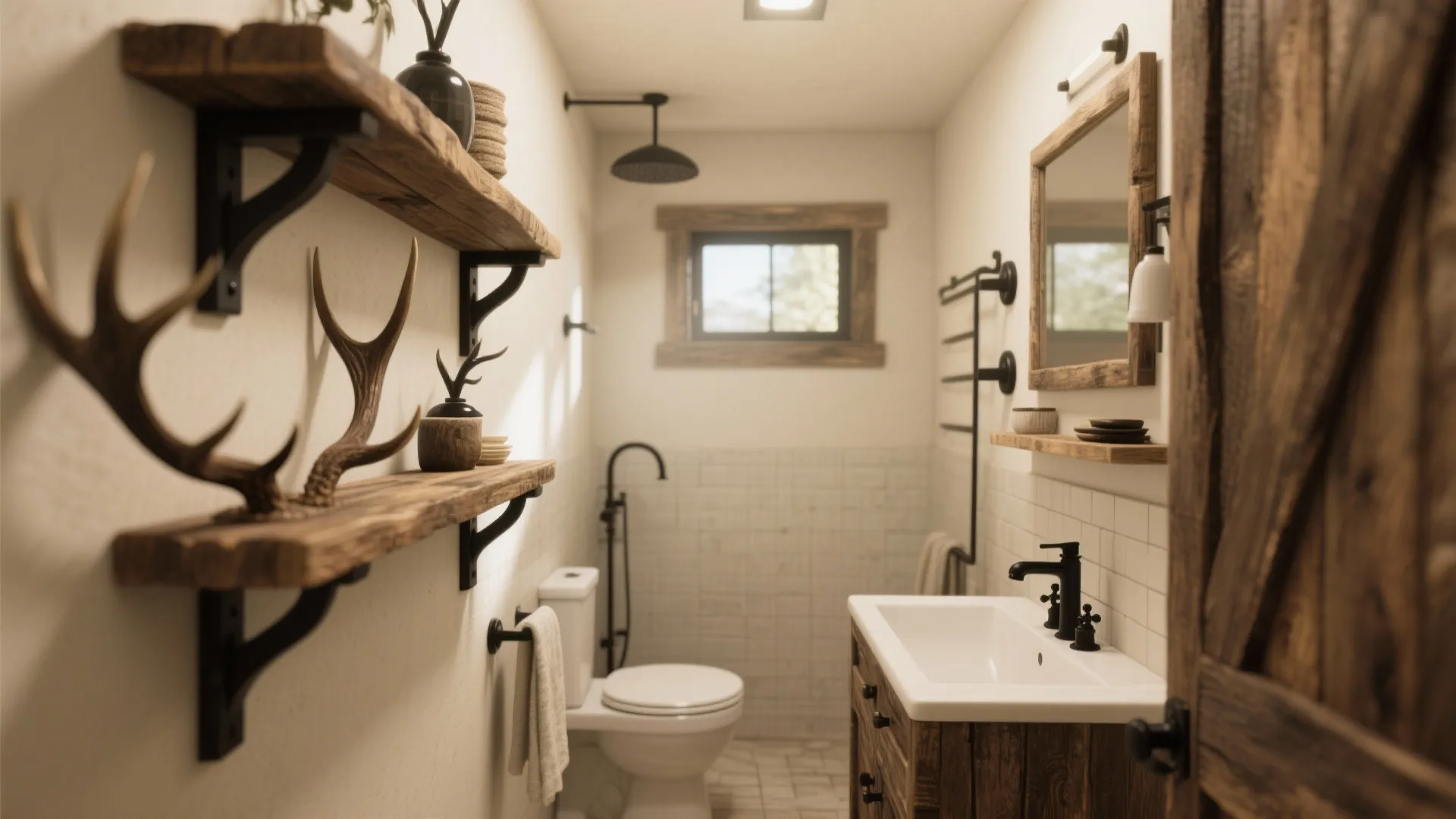 Tip 3: Rustic Shelving & Fixtures
