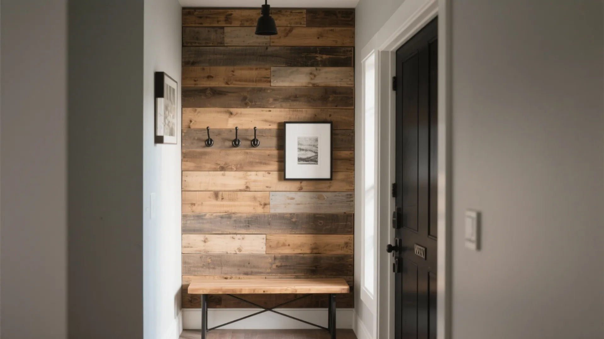 1) Rustic Feature Pallet Wall with Staggered Boards