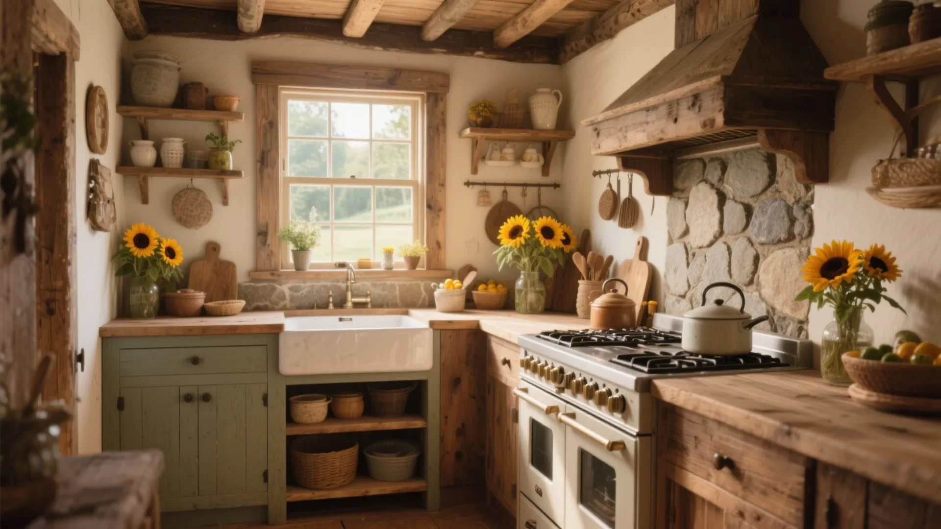 10 Rustic Sunflower Kitchen Ideas: Warm, charming, and full of character — bring sunflower vibes into your rustic kitchen.