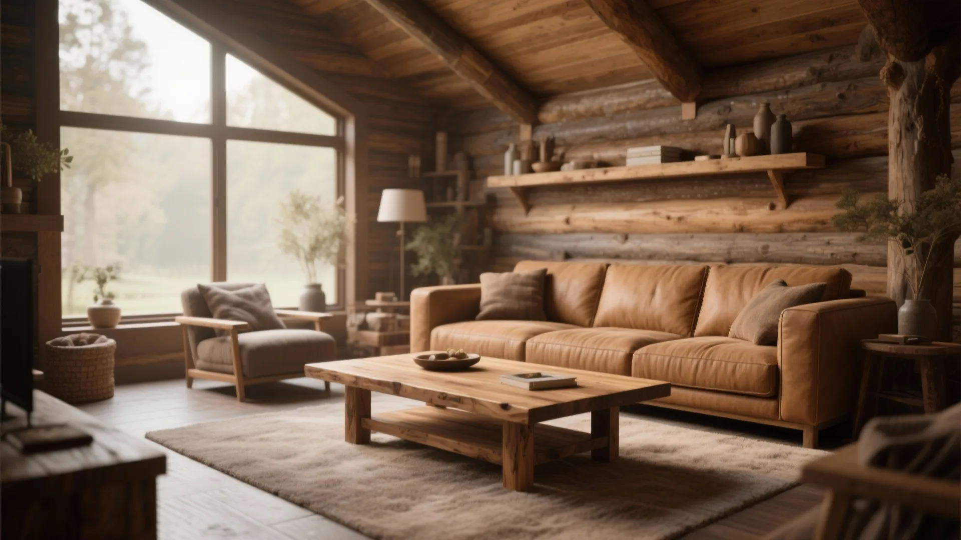5. Rustic Tan with Natural Wood