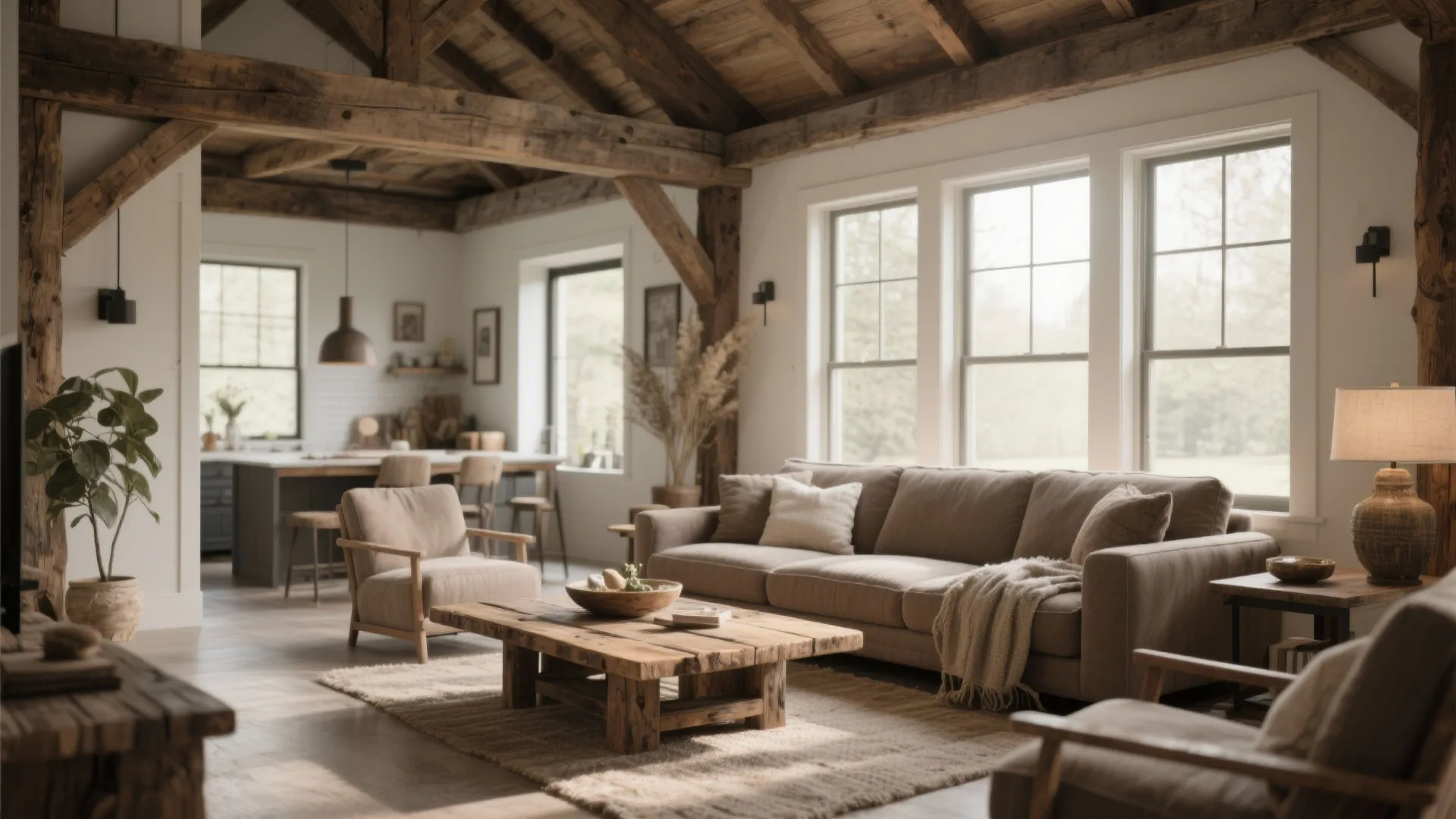4. Rustic with Wood & Taupe Harmony