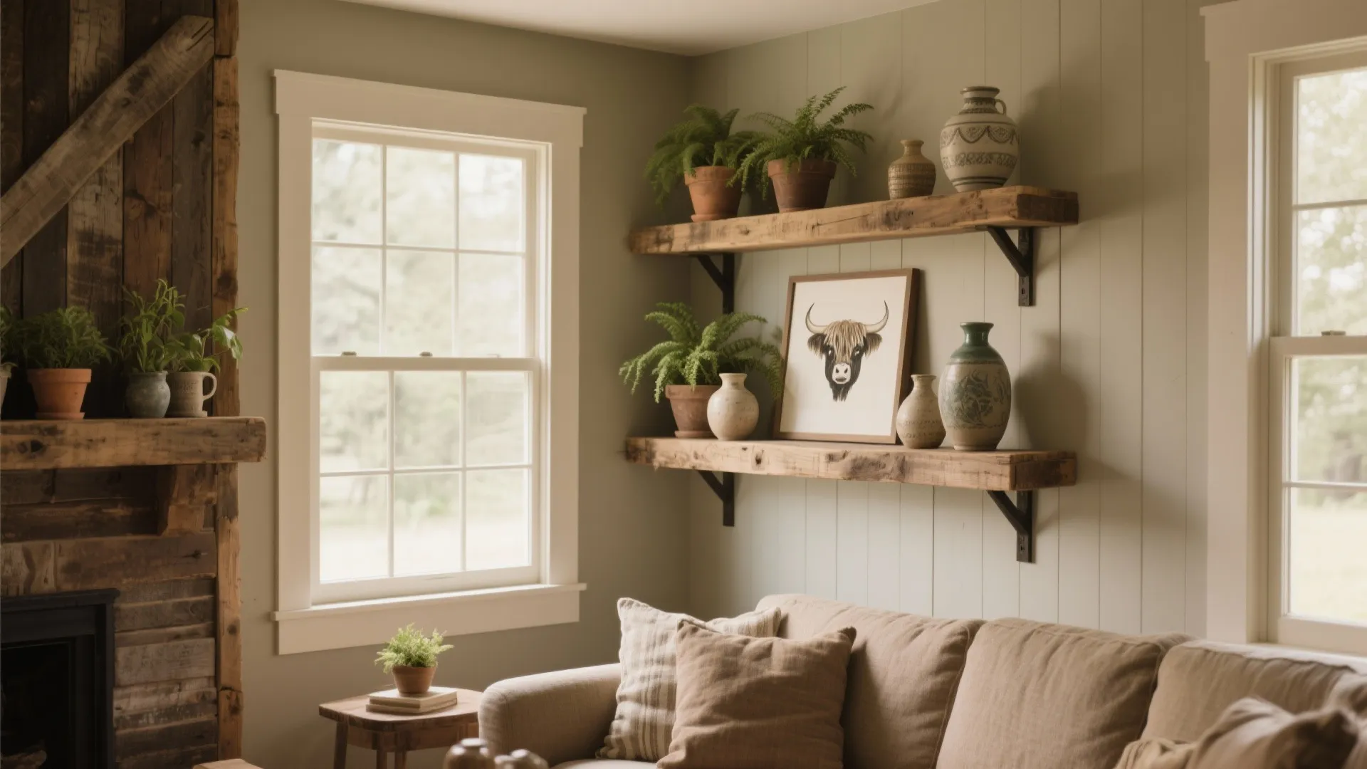 9. Rustic Wall Shelving