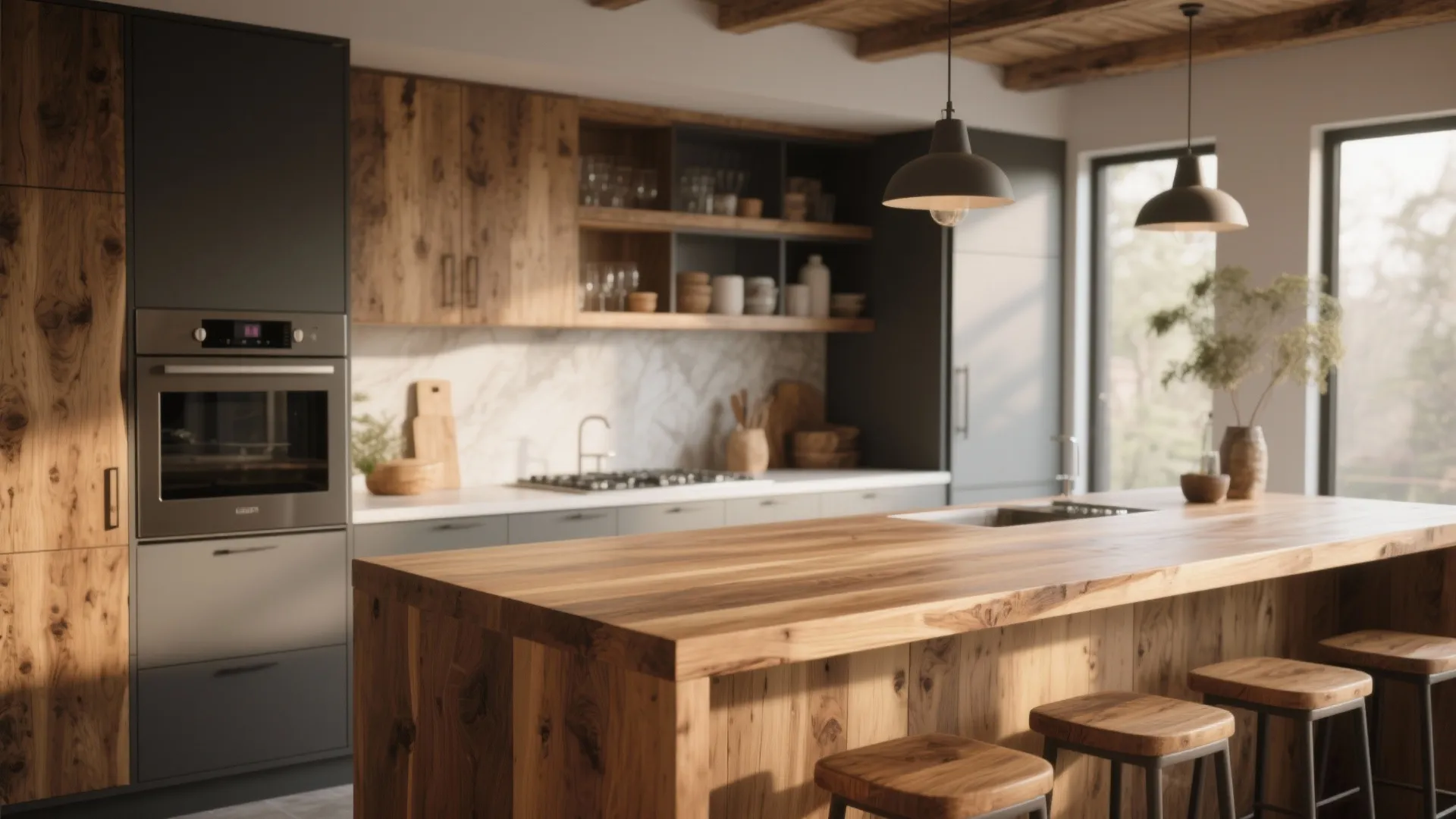 7. Rustic Wood Bar Top