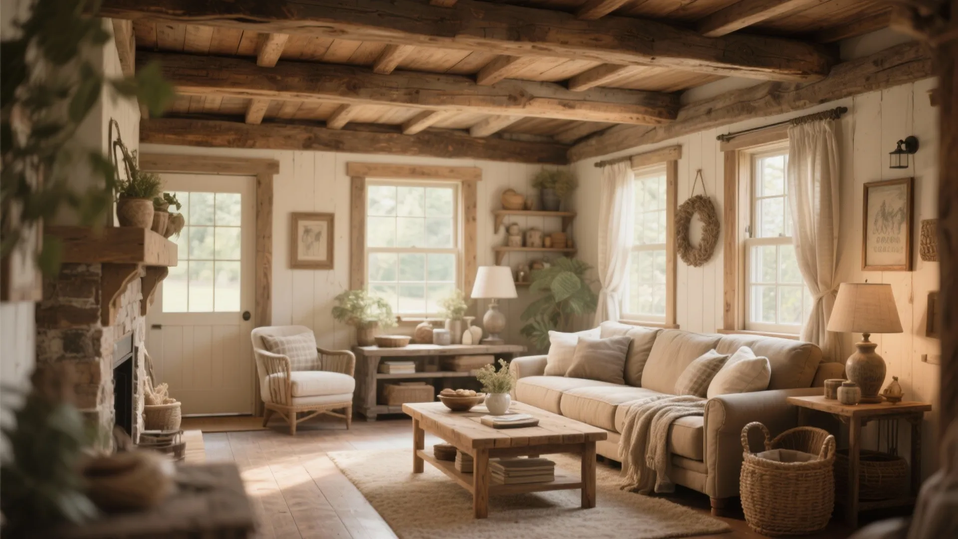 1. Exposed Rustic Wood Beams