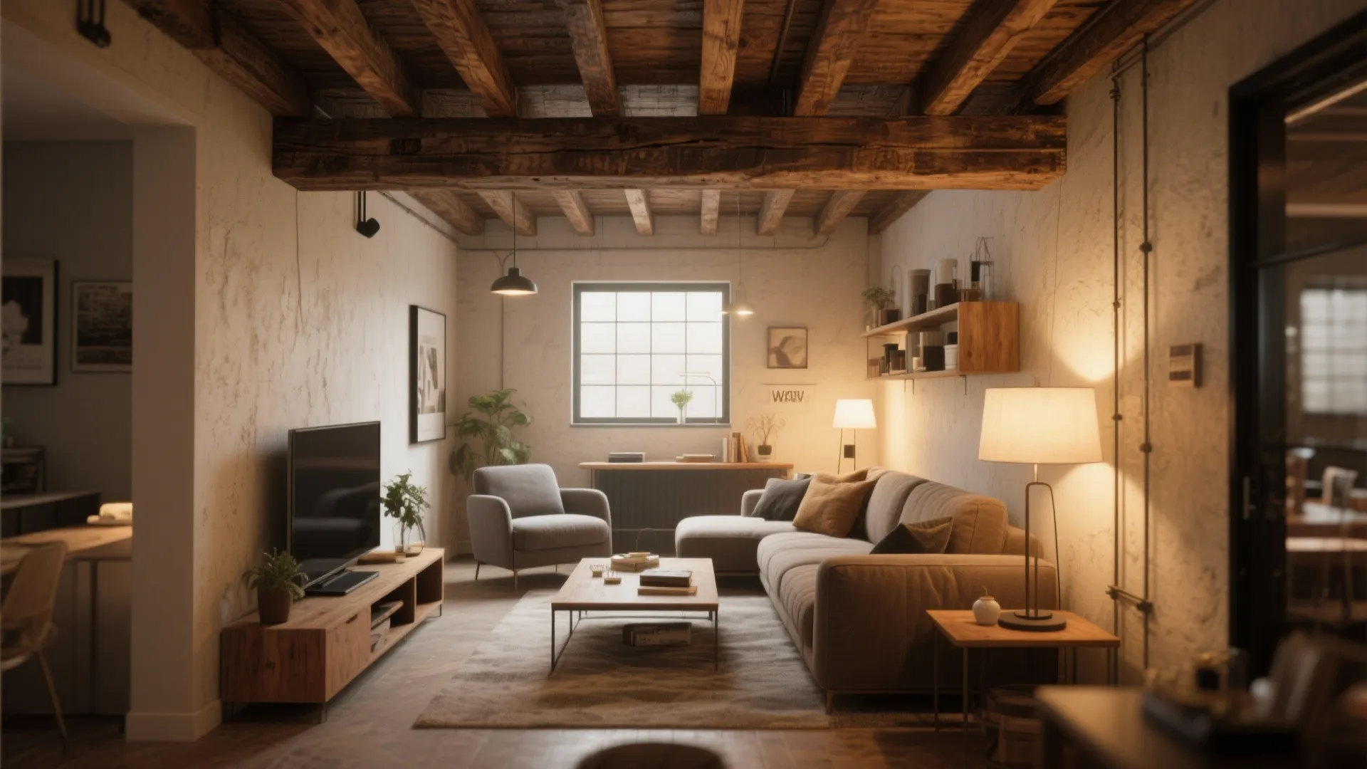 1. Exposed Rustic Wood Beams