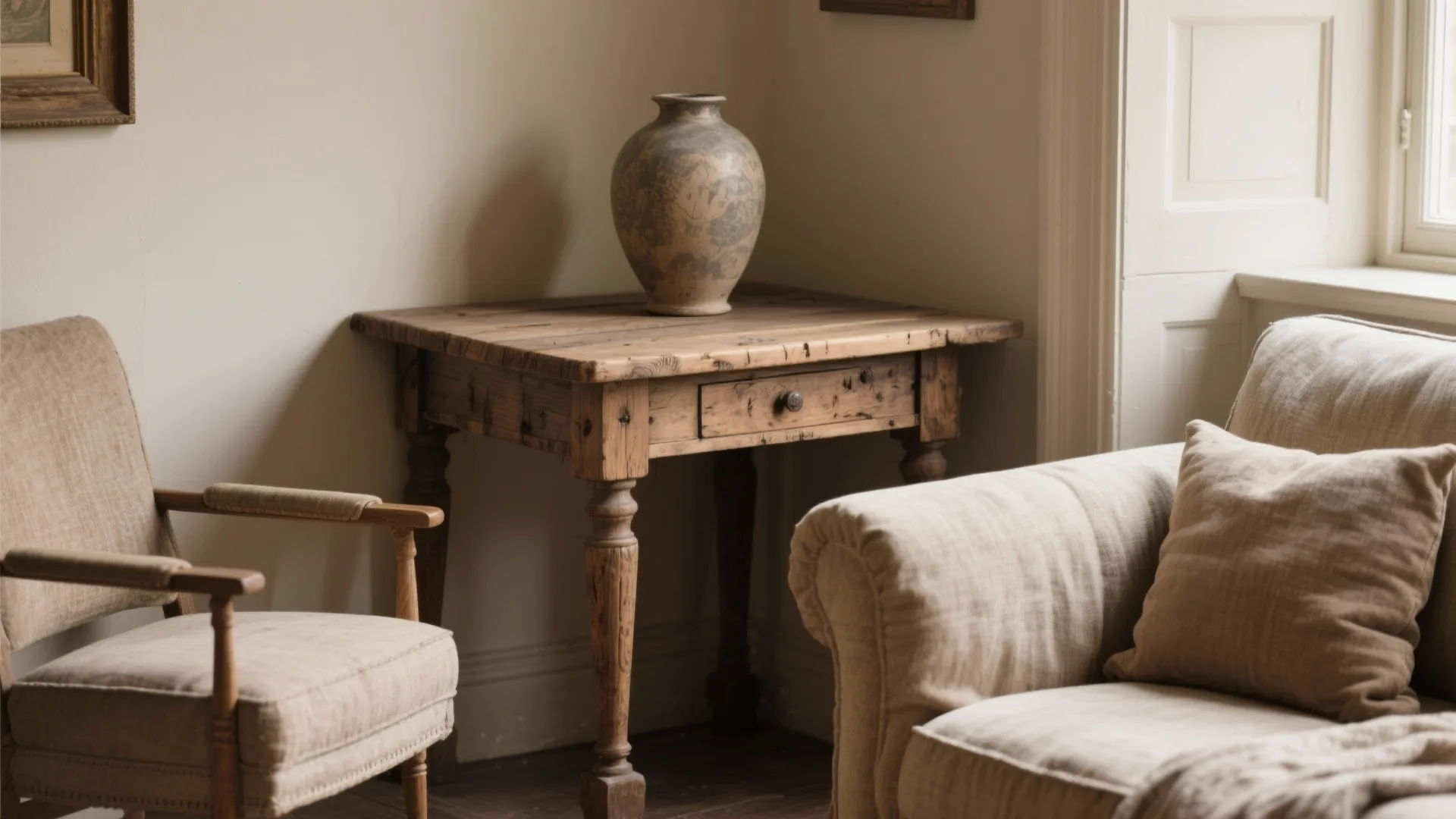 Wooden Rustic Corner Table