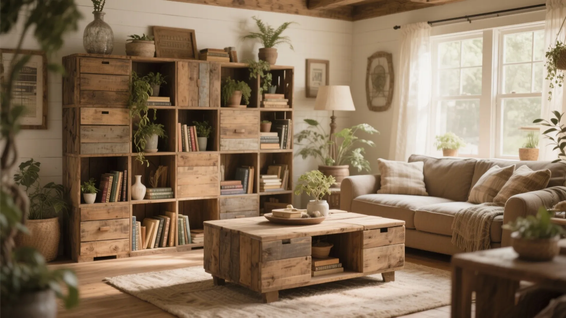 2. Rustic Wood Cube Units