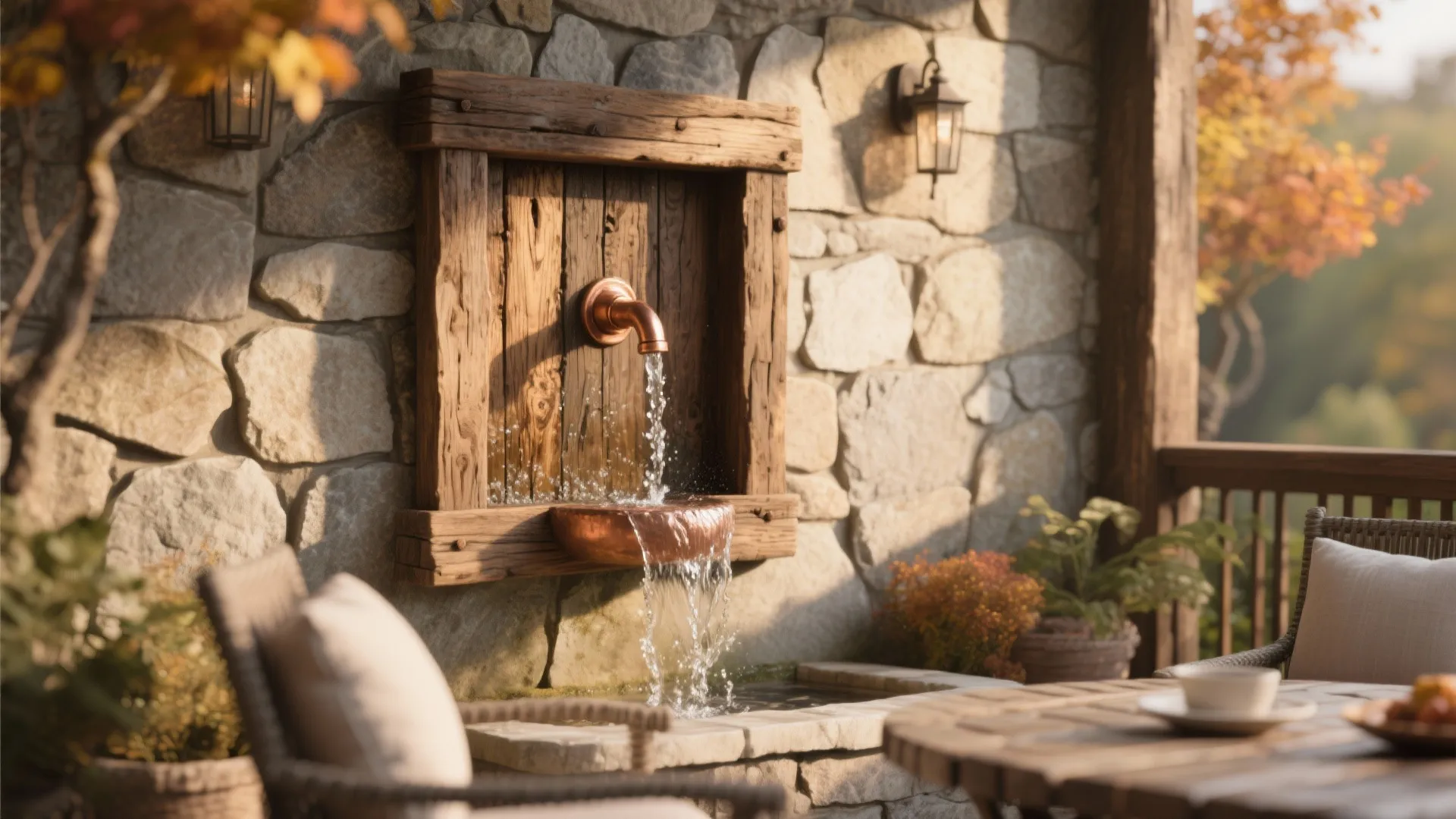 Rustic Wooden Frame Fountain