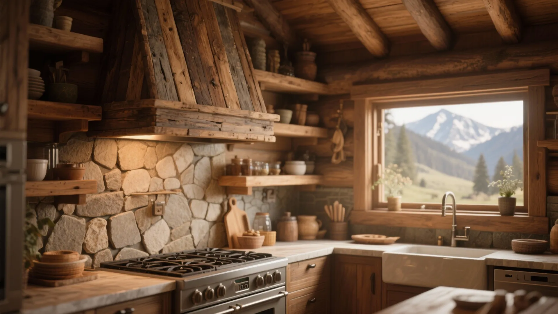 4. Rustic Wood-Clad Hood