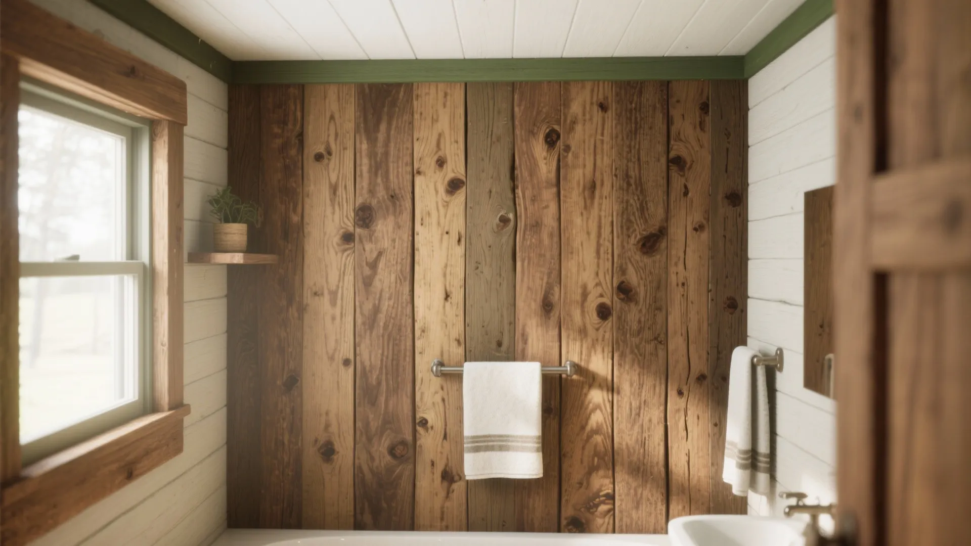 1. Rustic Wood Paneling with Bright Accents