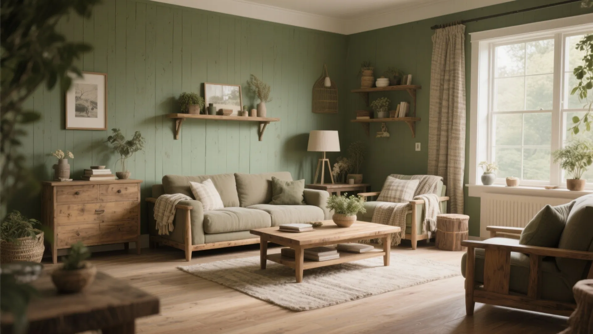 10. Rustic Wood and Sage Combo