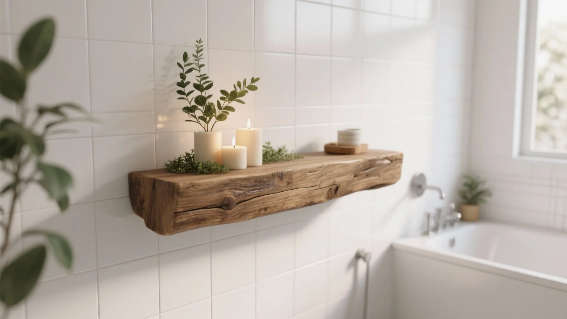 4. Rustic Wood Accent Shelf