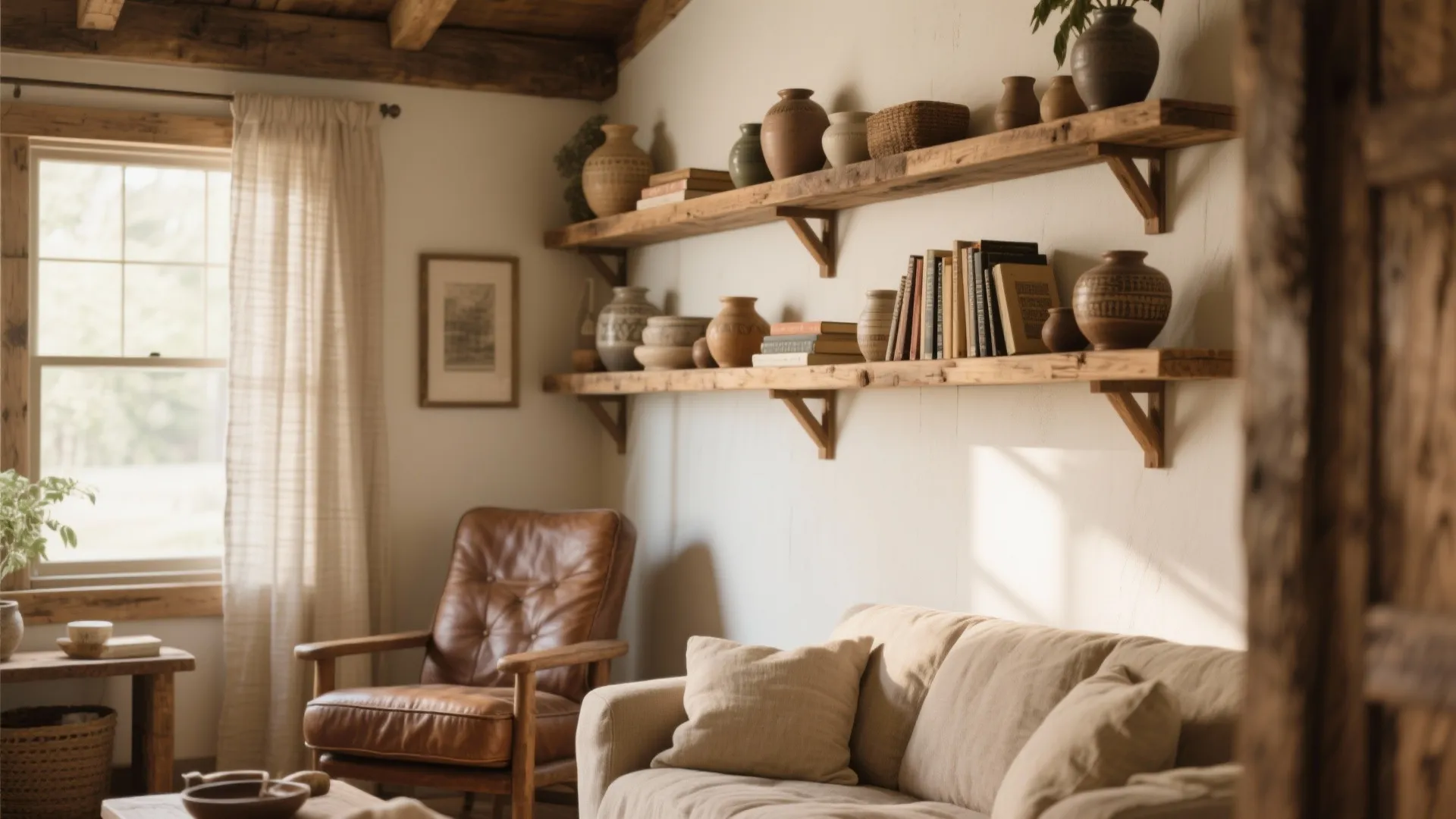 Rustic Wood Floating Shelves