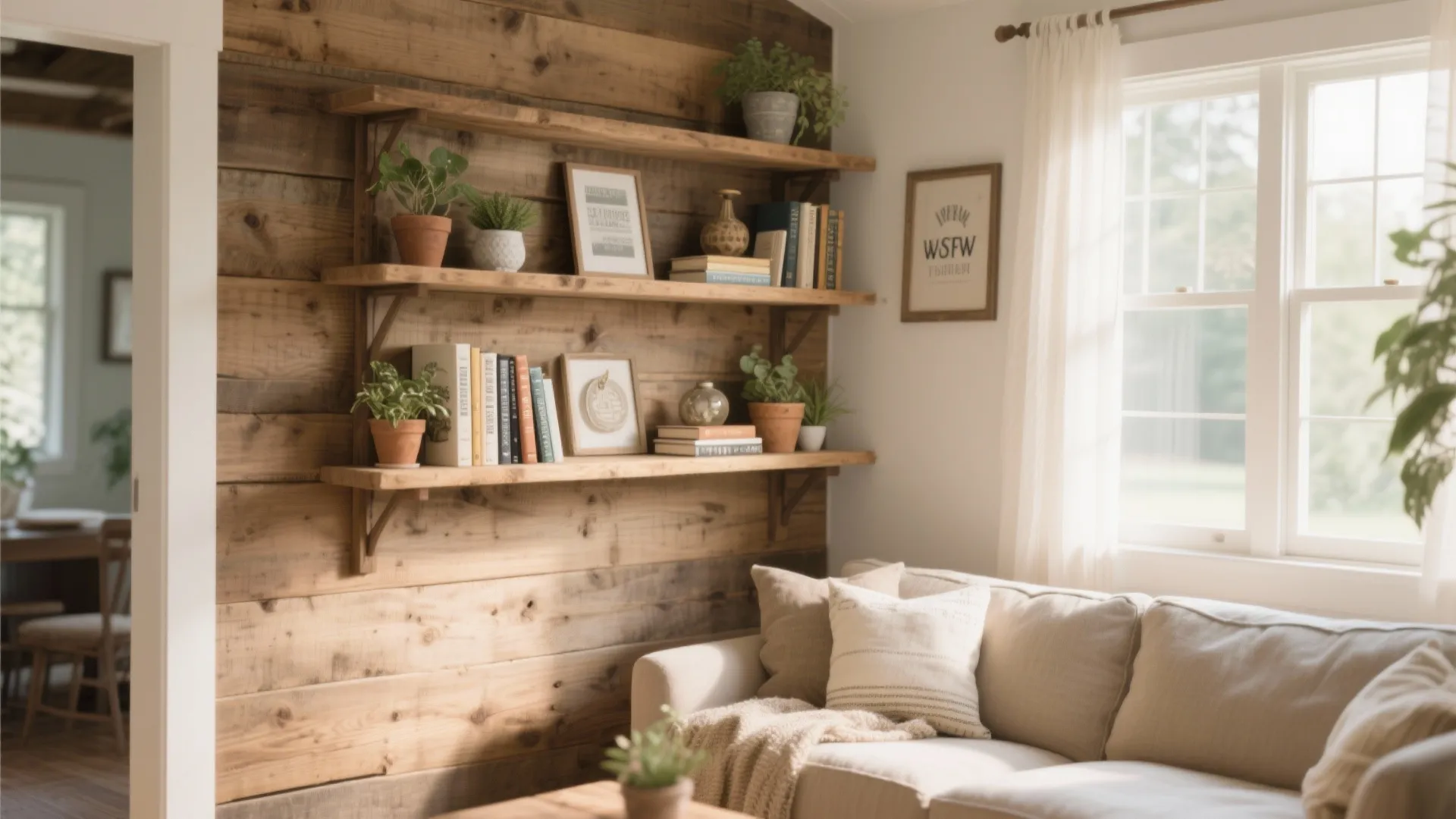 1. Rustic Wooden Shelves
