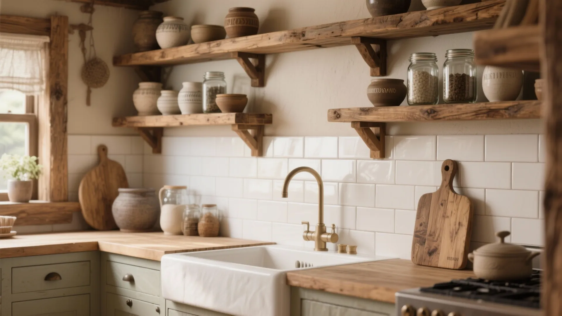 5. Rustic Wood Shelving