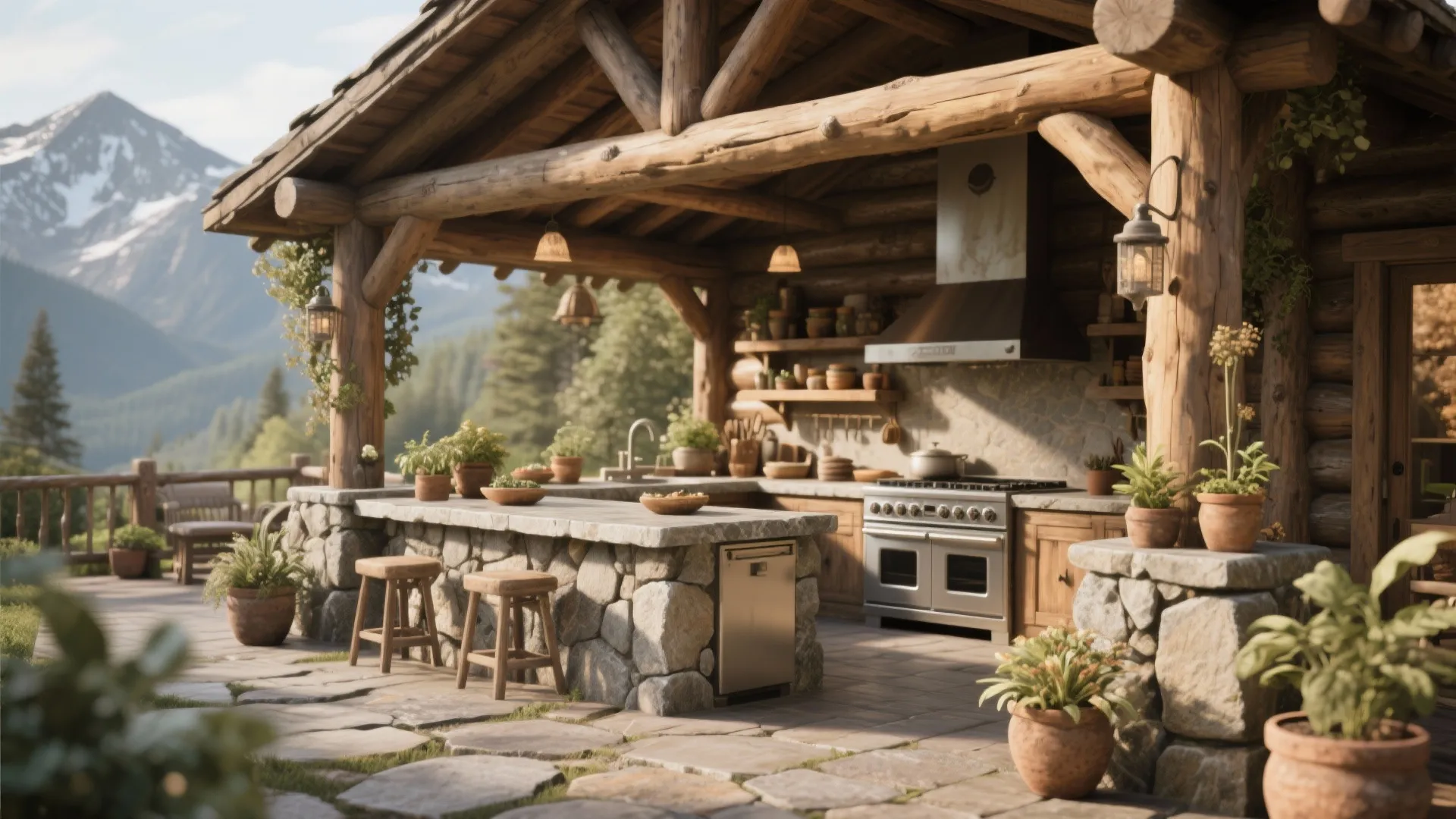 1. Rustic Wood & Stone Charm