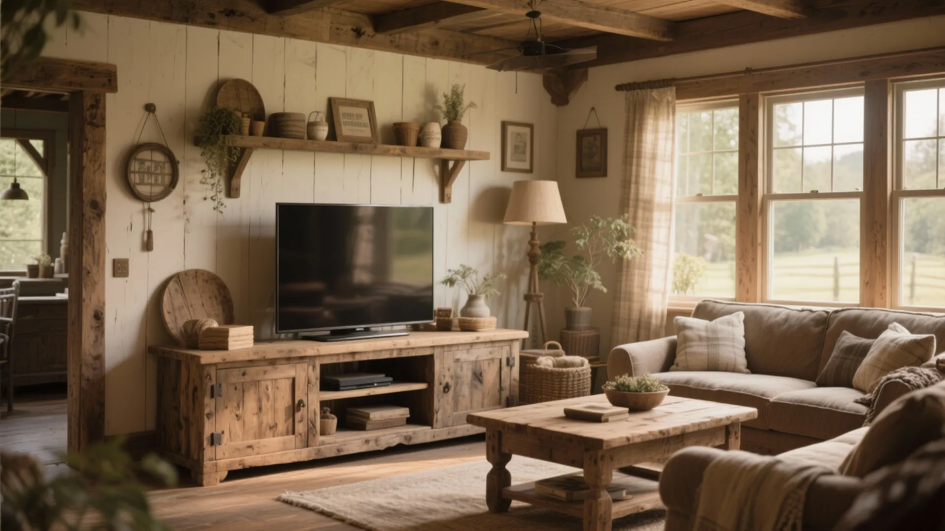 3. Rustic Wood TV Stand