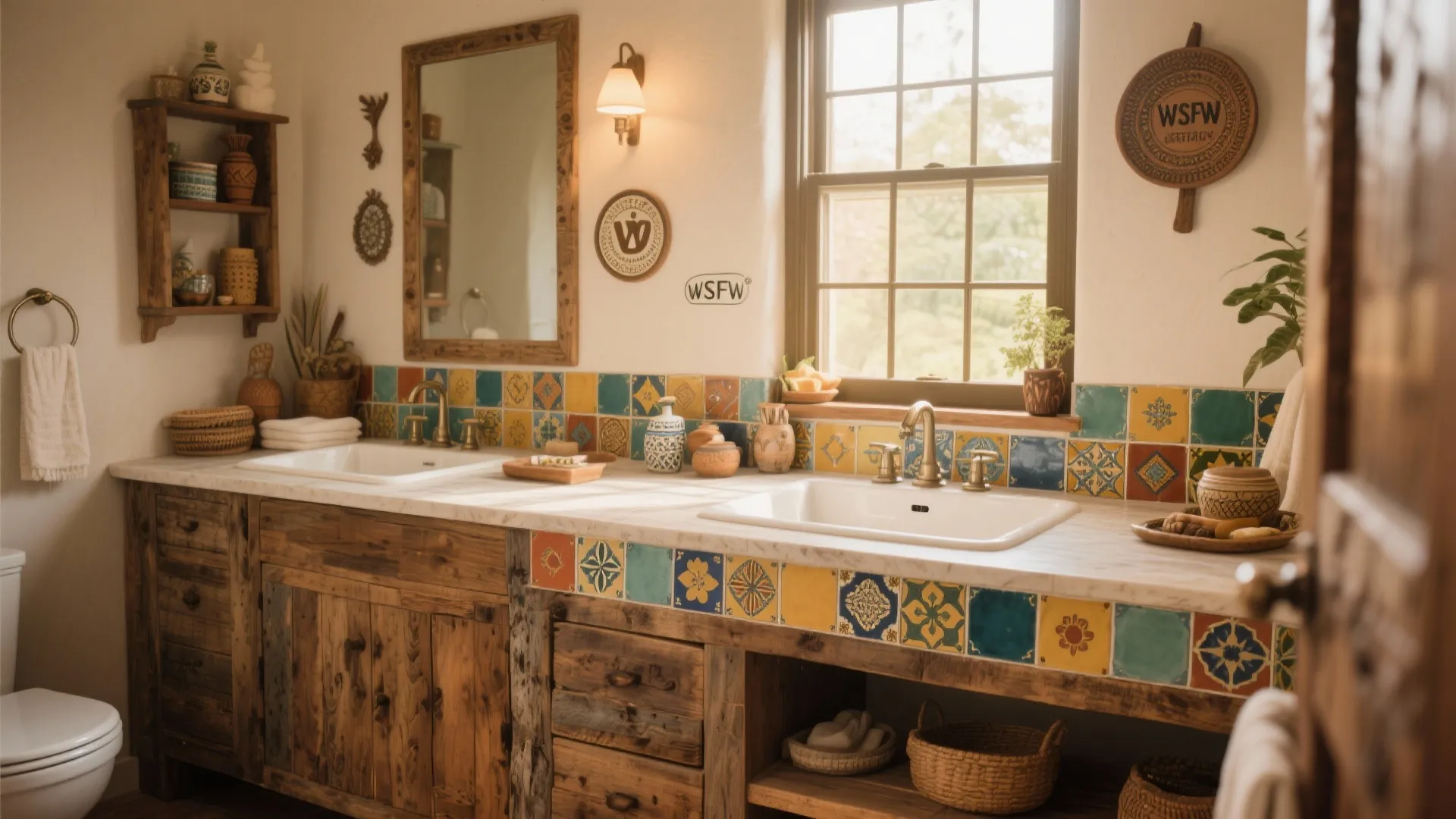 2. Rustic Wood Vanities