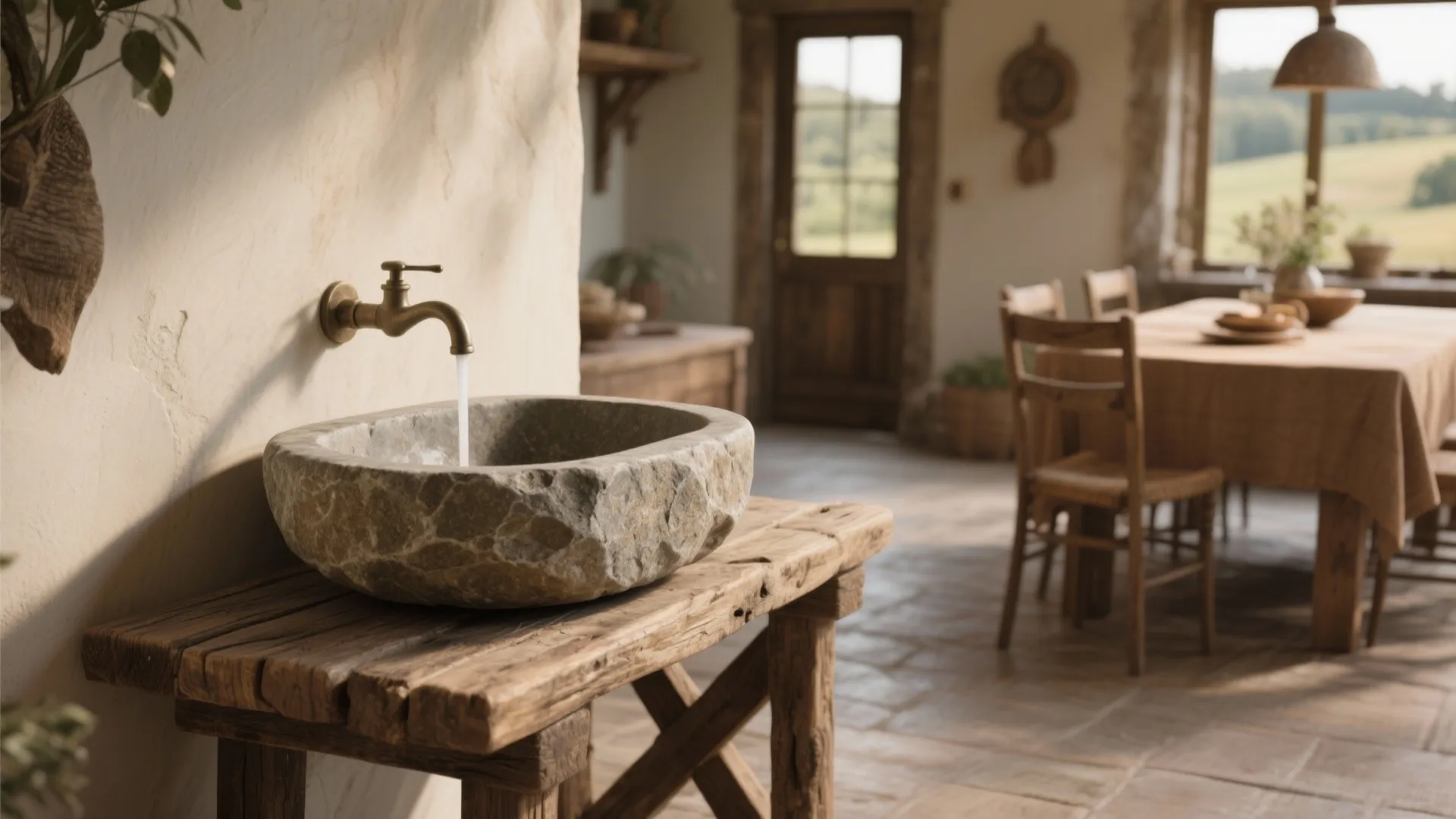 Rustic Wooden Stand Basin