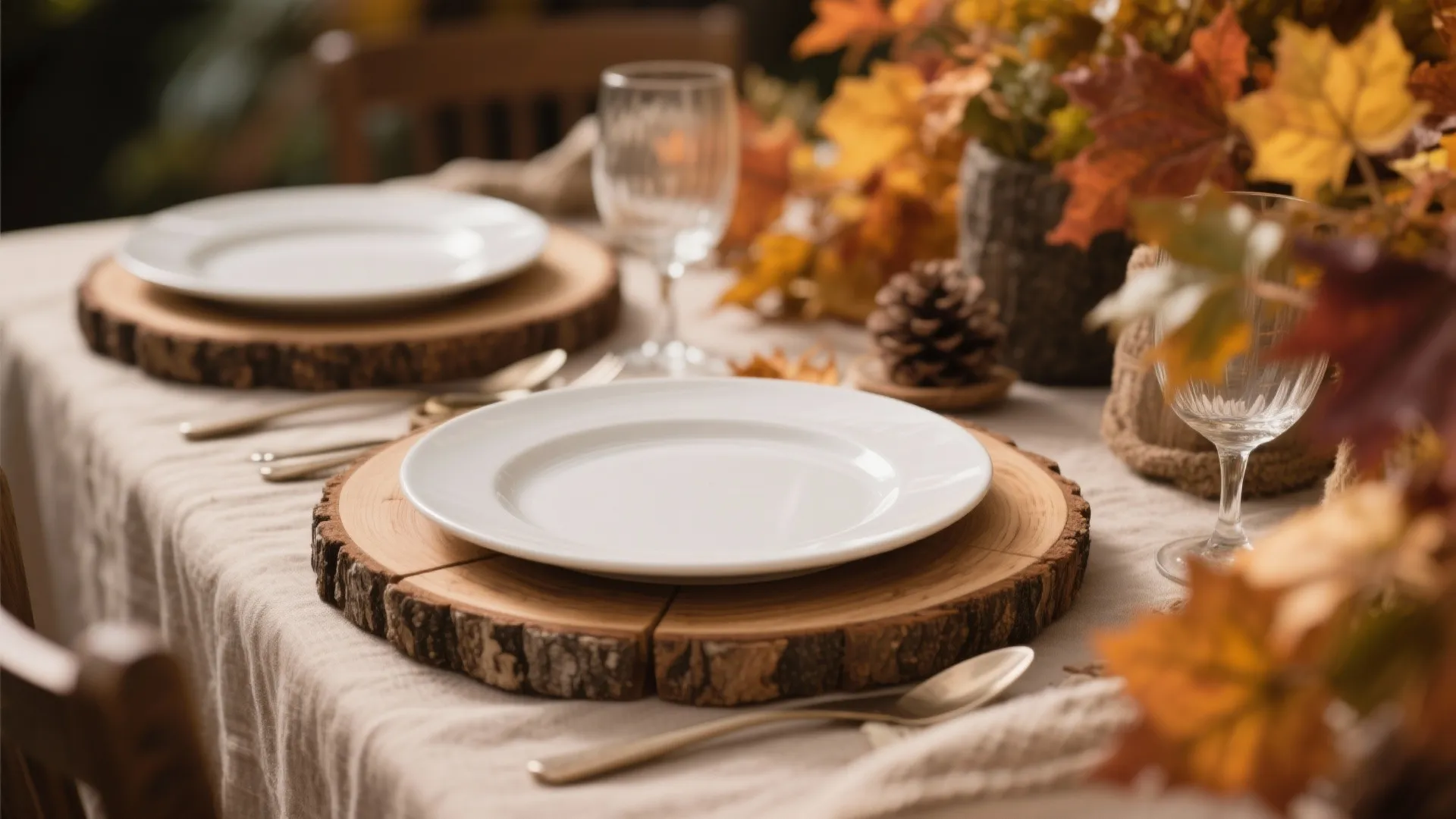 7. Rustic Wooden Chargers