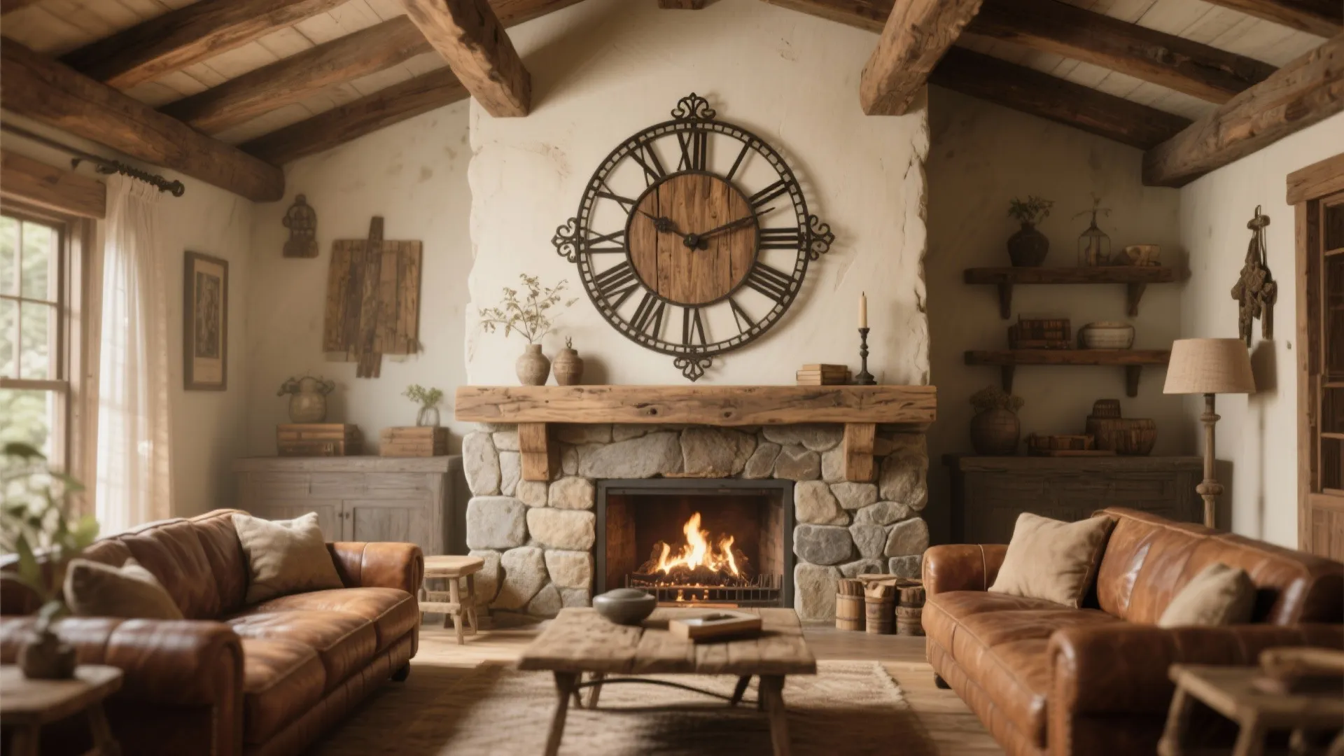Rustic Wooden Wall Clock