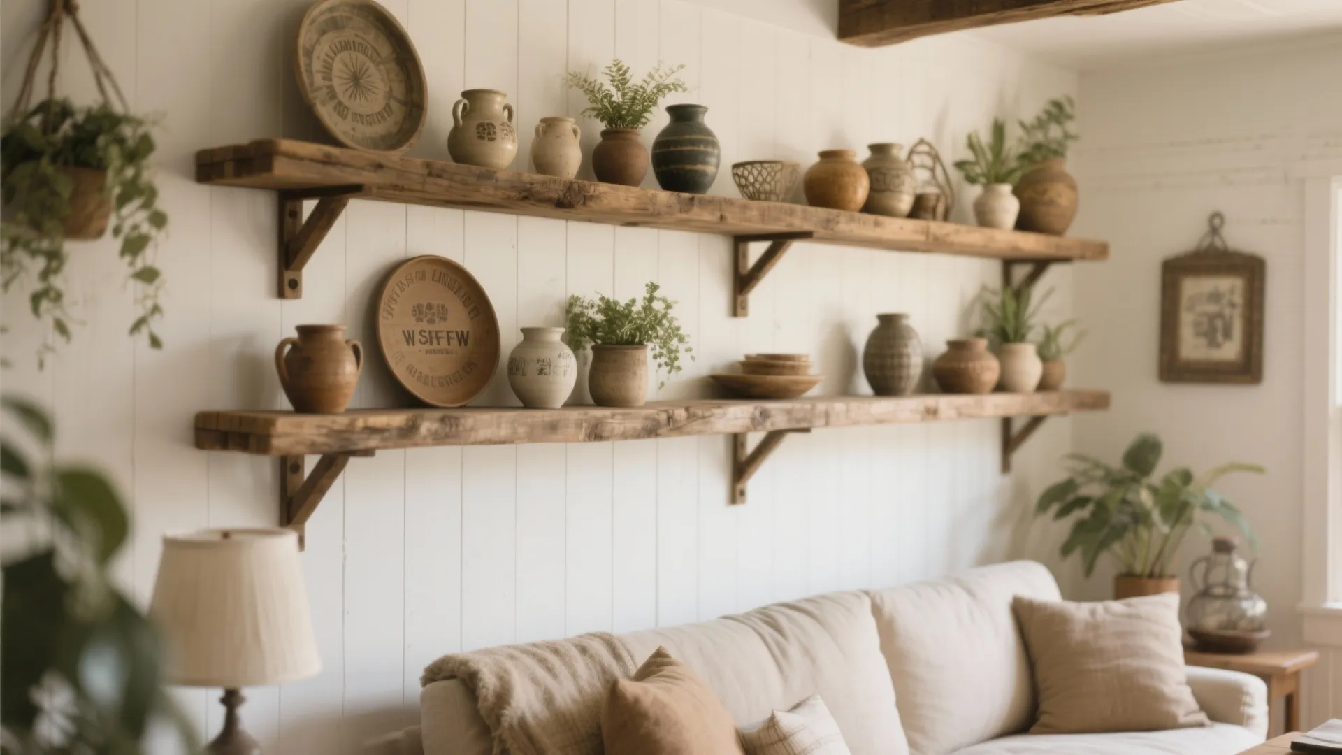 7. Rustic Wooden Shelves