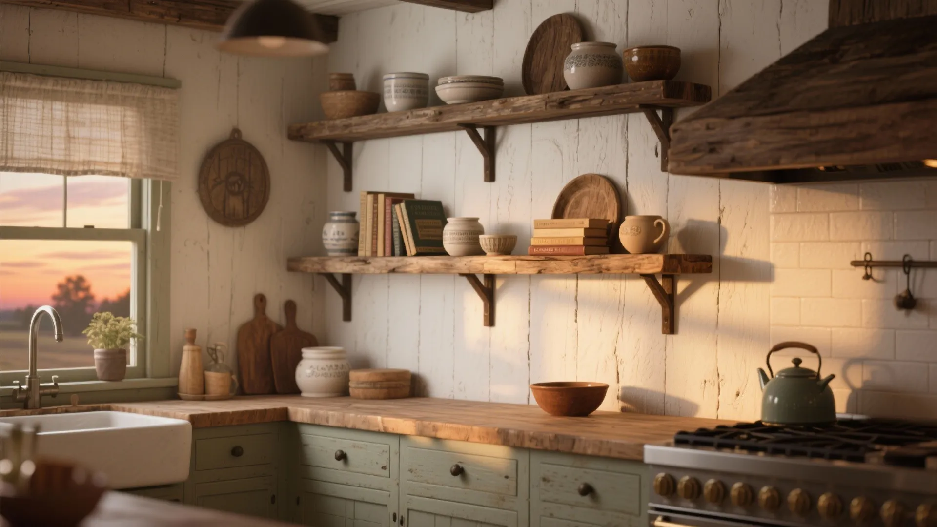 Rustic Wooden Wall Shelves