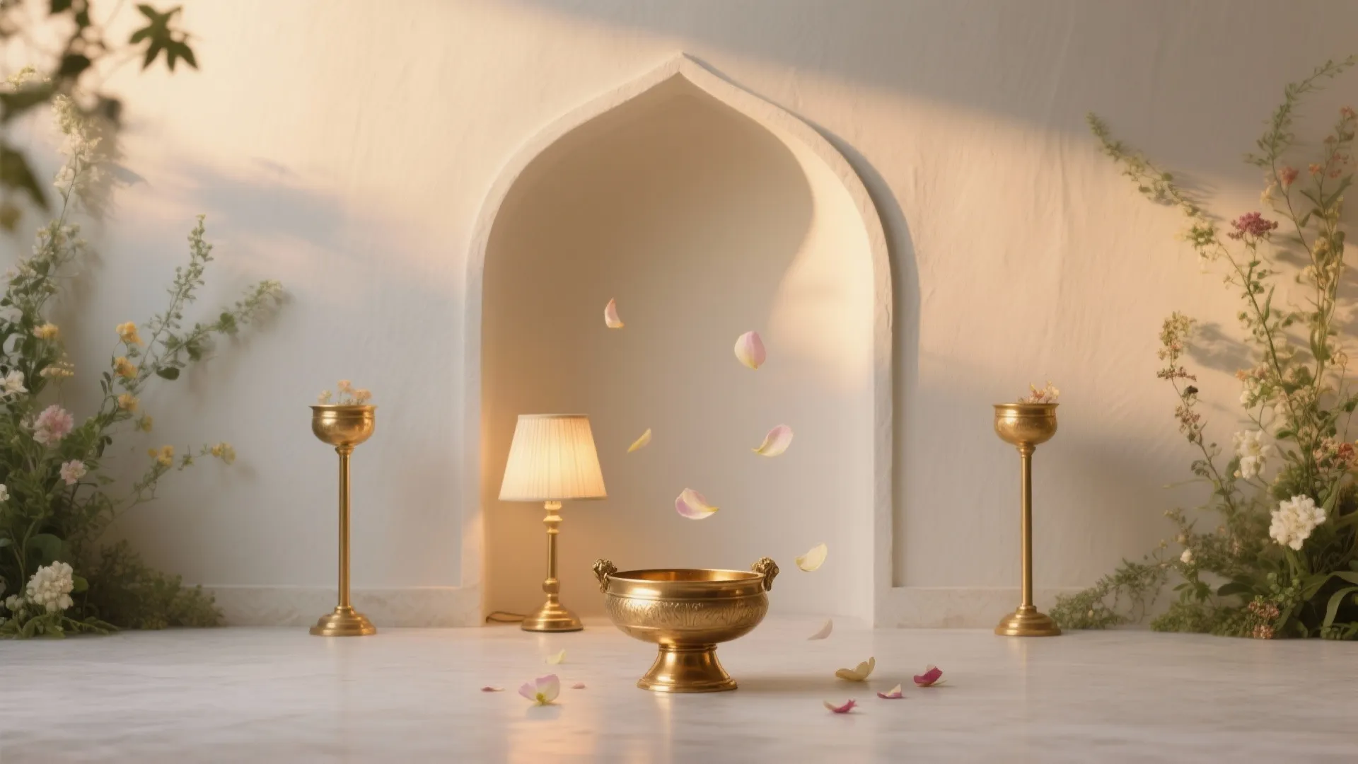 Minimal Sacred Niche with Brass Accents