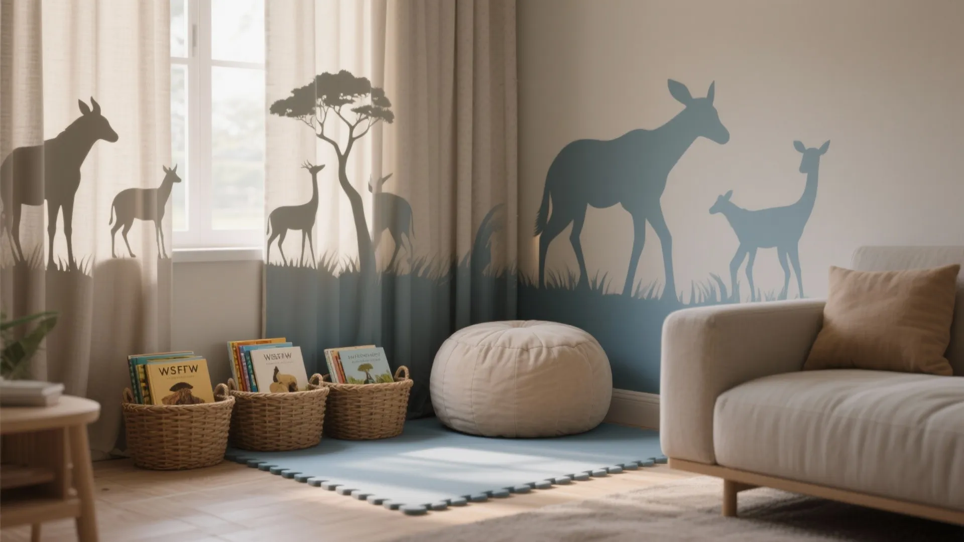 Safari Story Corner with Animal Silhouettes