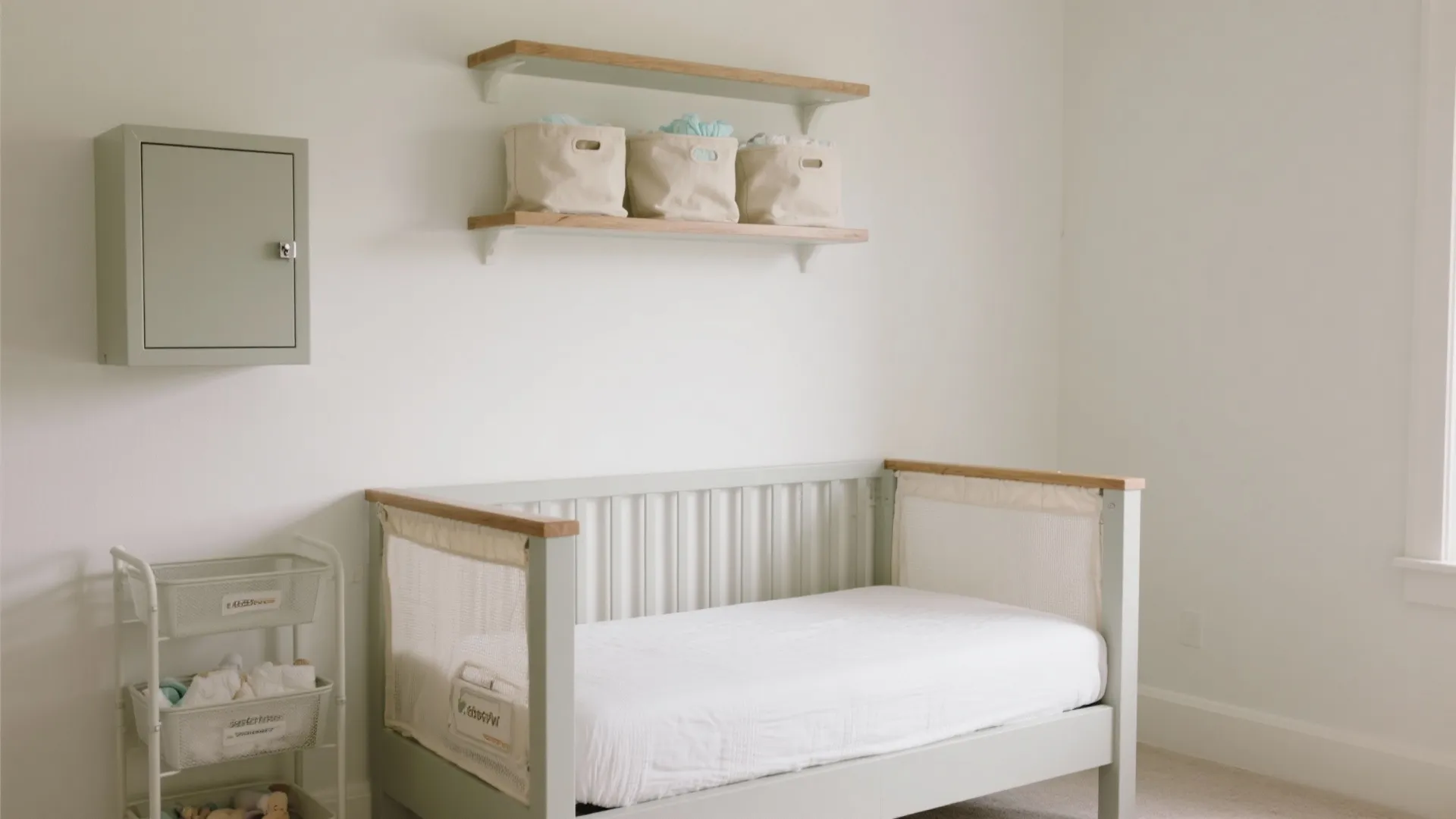 Safe crib wall with breathable storage