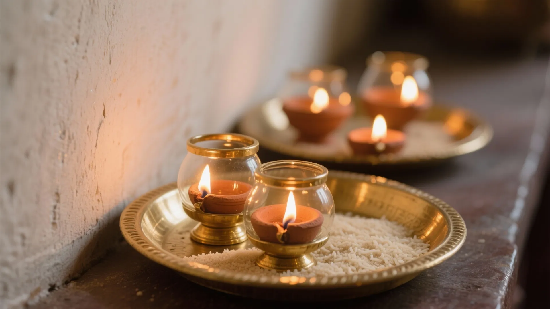 Safe diya and candle placement with reflective boosts