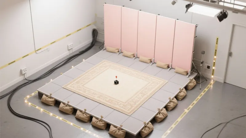 Soft Pink Studio Set with Rug and Ambient Lighting